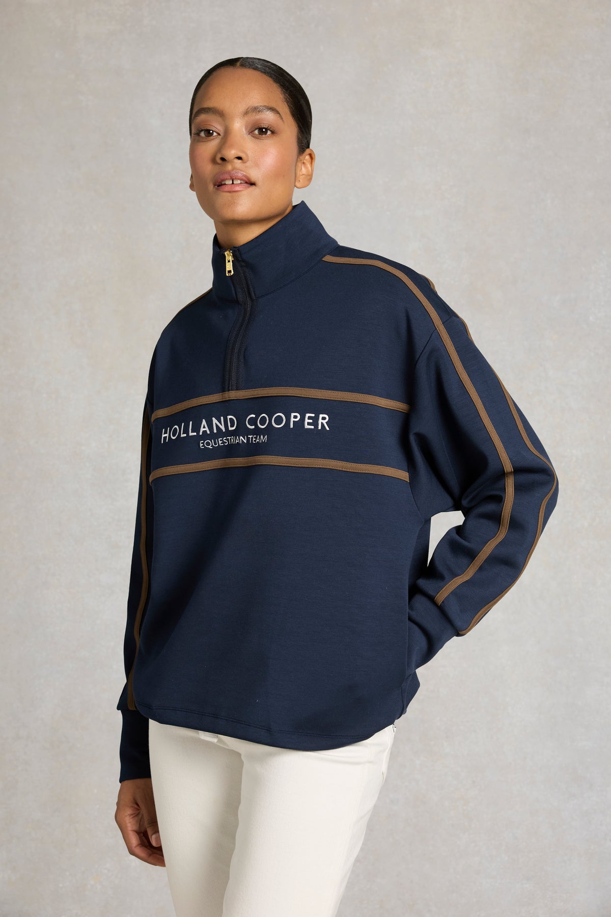 Equestrian Quarter Zip Neck Sweat (Ink Navy)