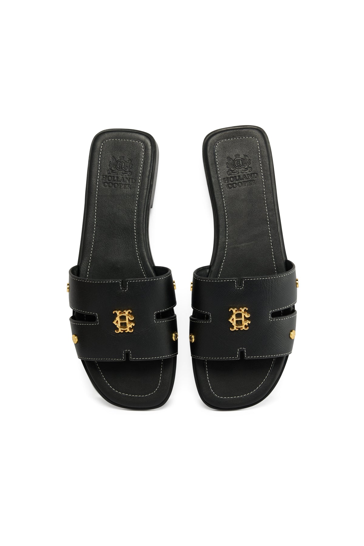 Heraldic Monogram Slides (Black Saffiano)