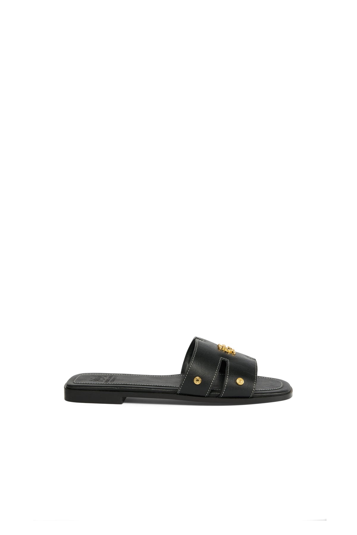 Heraldic Monogram Slides (Black Saffiano)
