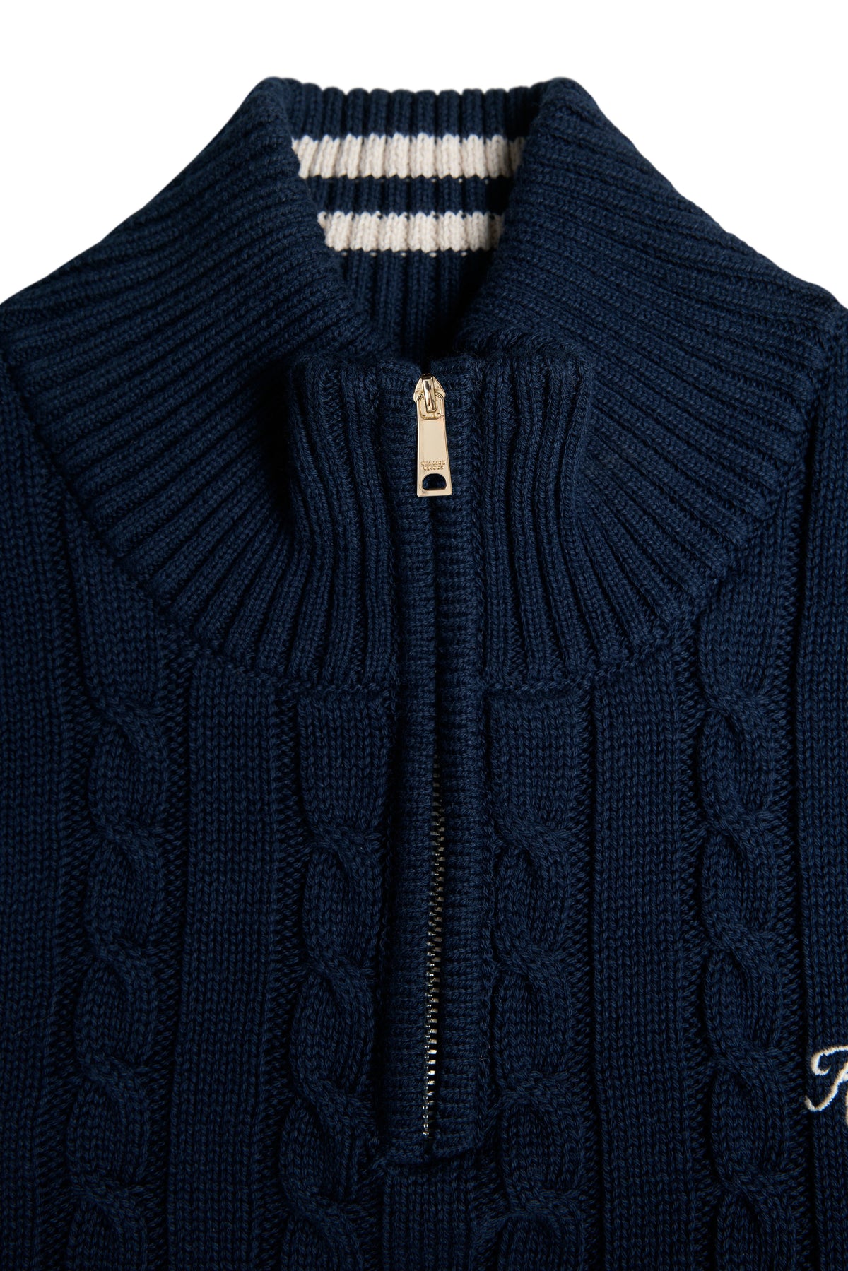 Men's Cable Quarter Zip Knit (Ink Navy)