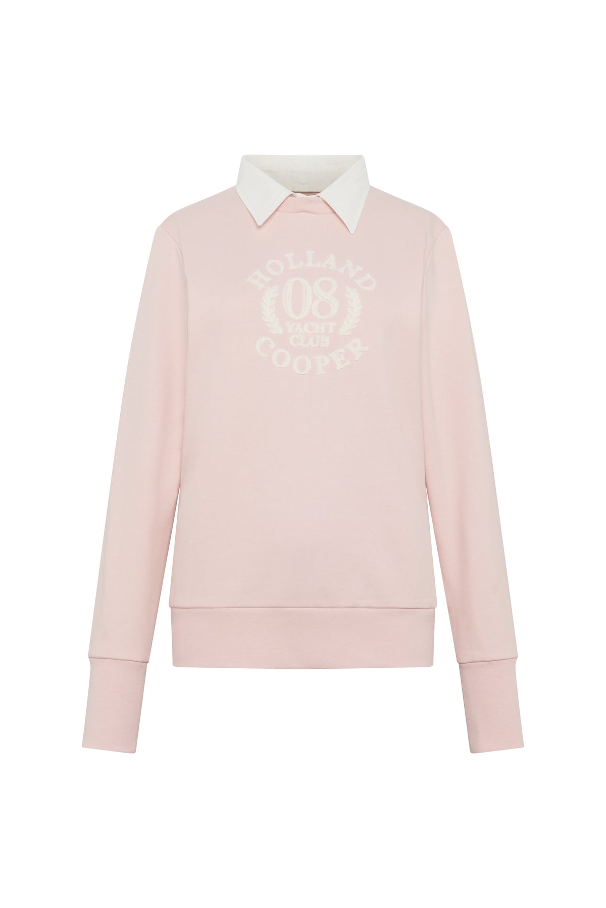 Mock Collar Crew Neck Sweat (Pink)