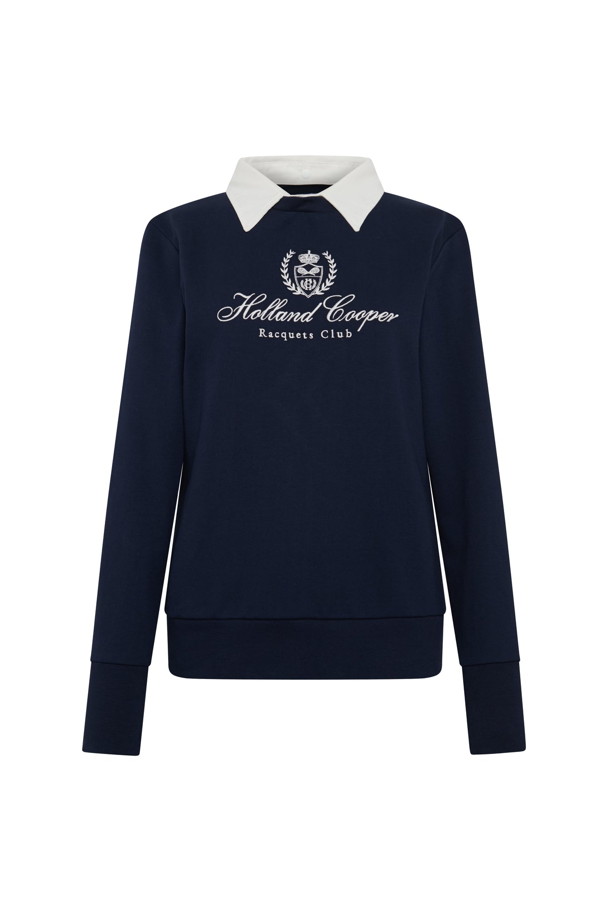 Mock Collar Crew Neck Sweat (Navy)