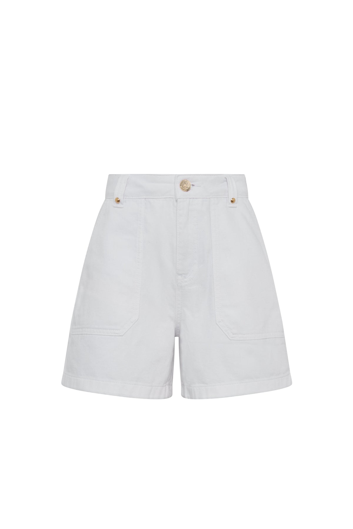 Utility Denim Shorts (White)