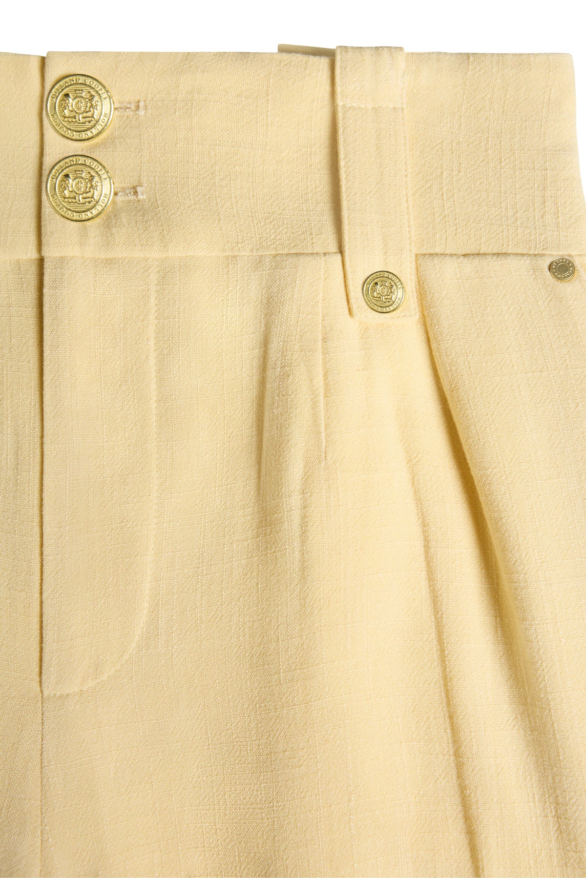 High Waisted Straight Trouser (Lemon Linen)
