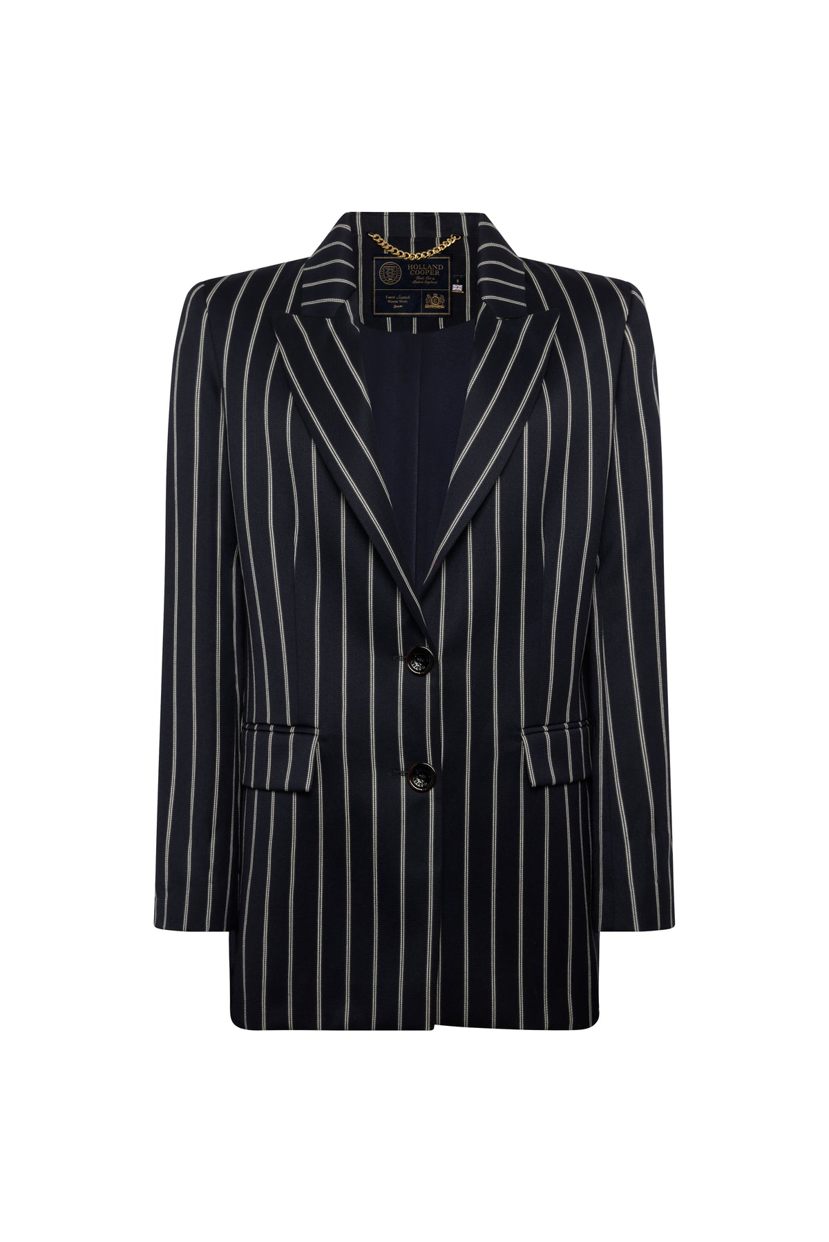 Single Breasted Belgravia Blazer (Ink Navy Wide Stripe)