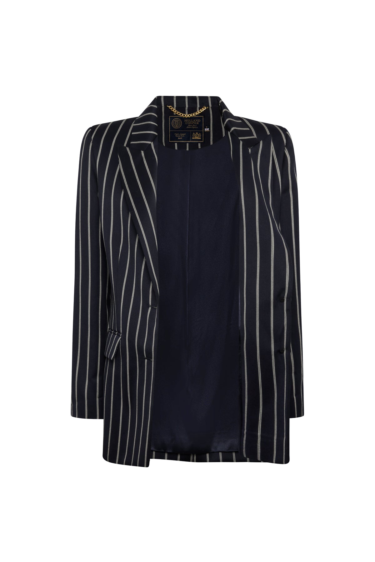 Single Breasted Belgravia Blazer (Ink Navy Wide Stripe)
