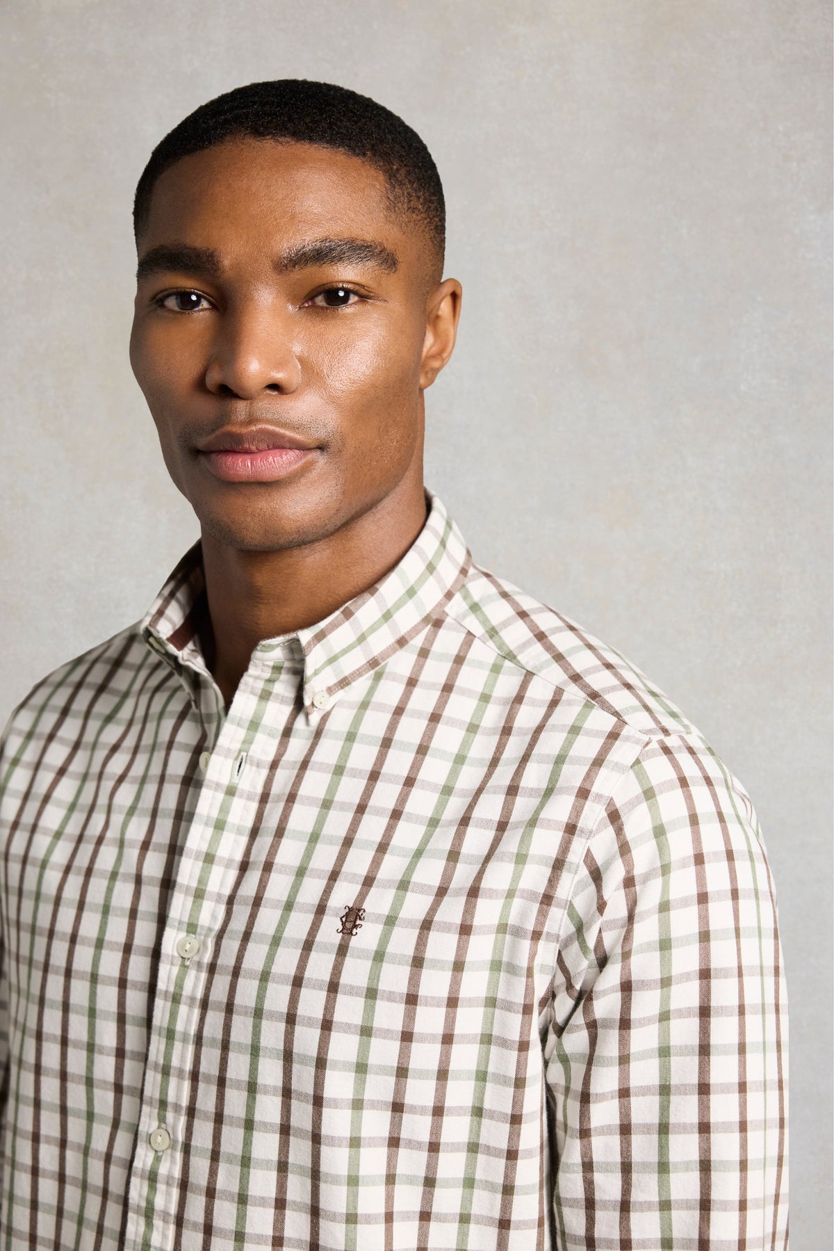 Men's Relaxed Fit Button Down Shirt (Bourton Green Check)