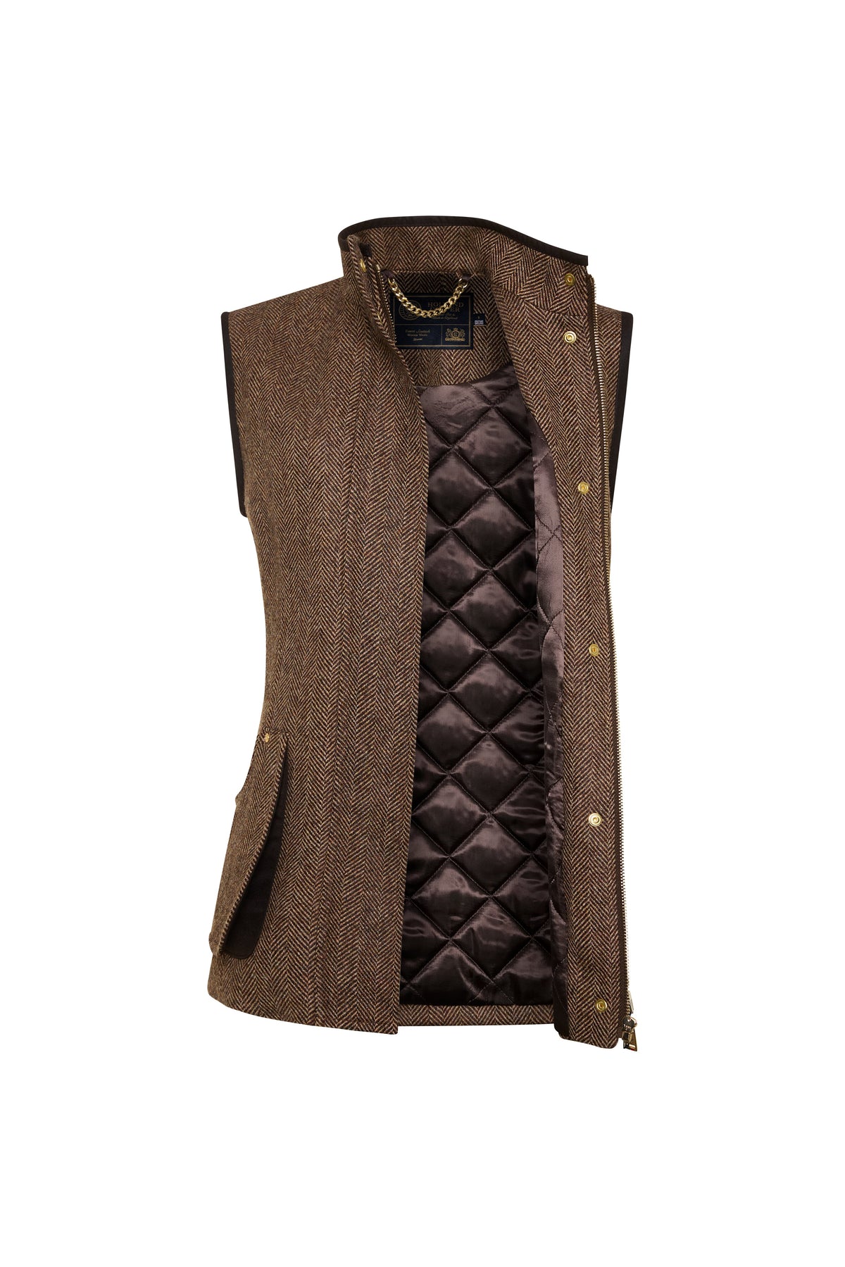 Country Classic Tweed Gilet (Large Scale Brown Herringbone)
