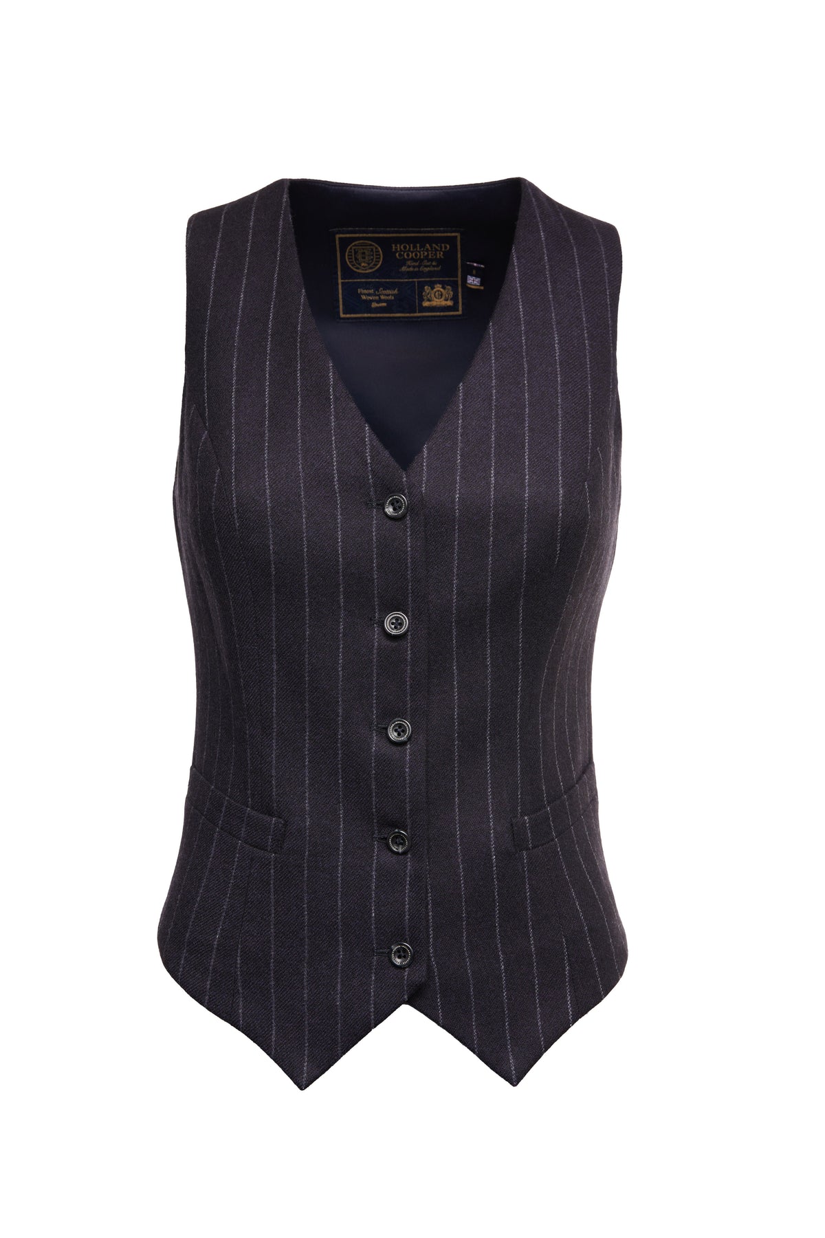 Clare Balding's Cheltenham Look (Navy Chalk Pinstripe)