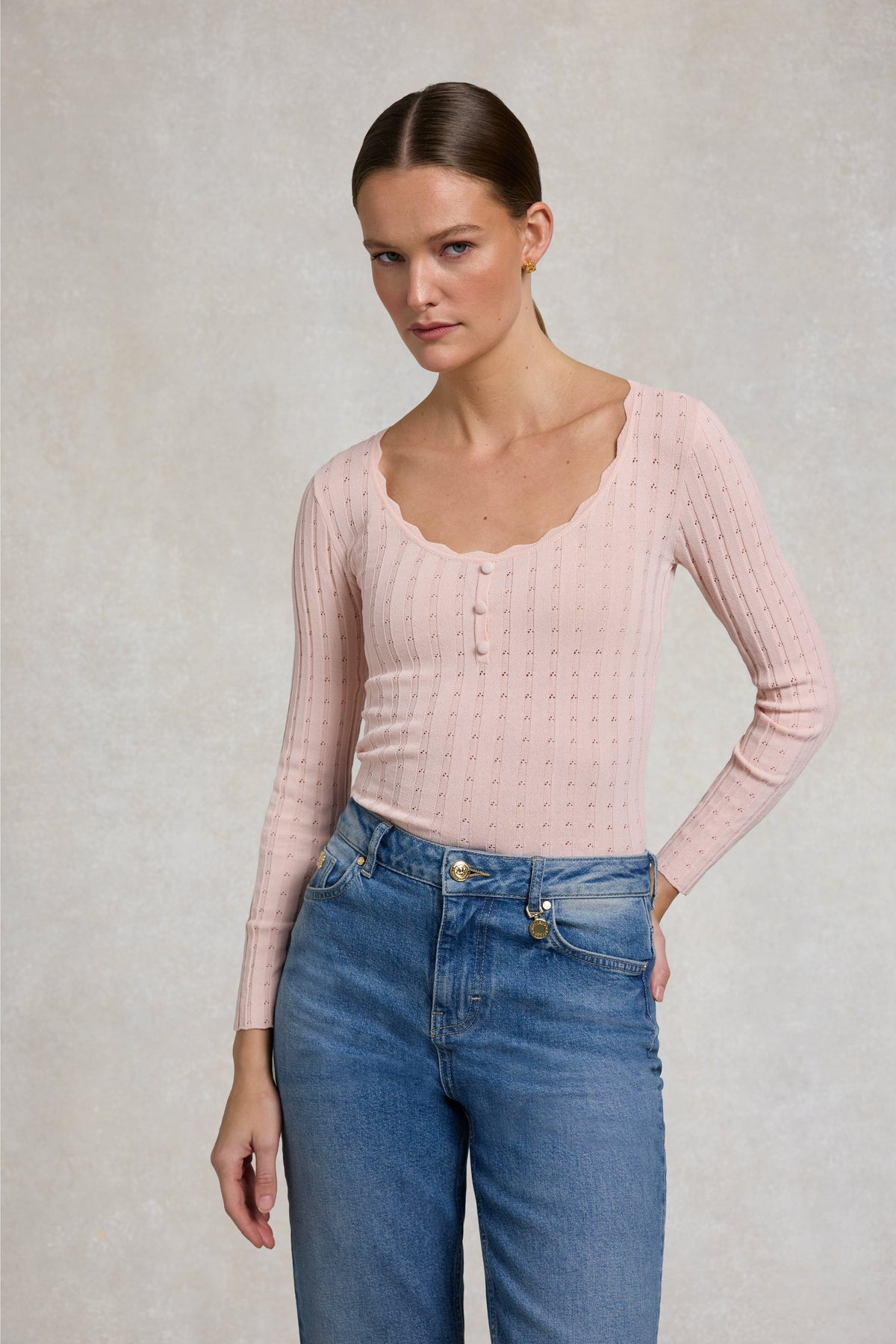 Helen Knitted Longsleeve Top (Pink)