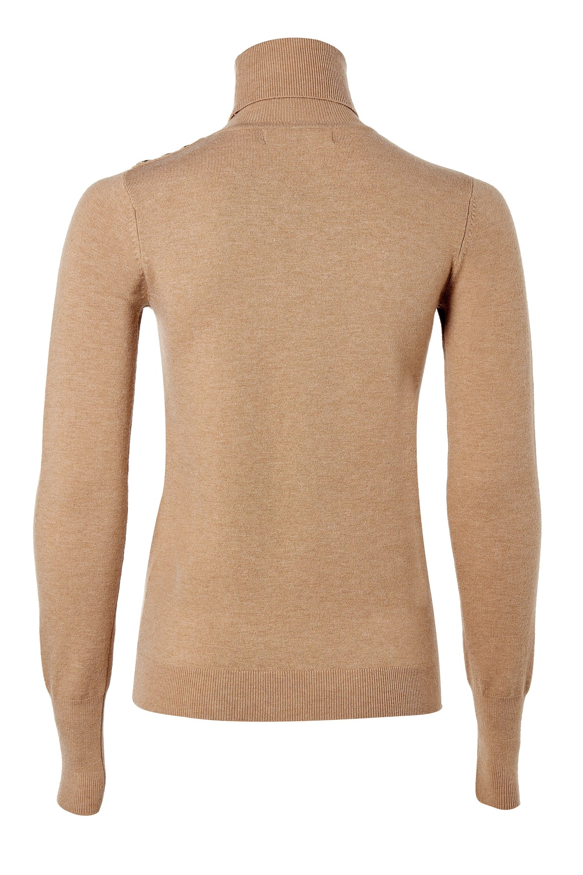 Buttoned Knit Roll Neck (Dark Camel)