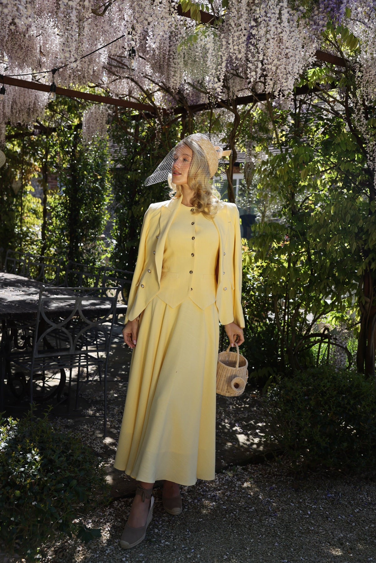 360 Maxi Linen Circle Skirt (Lemon Linen)