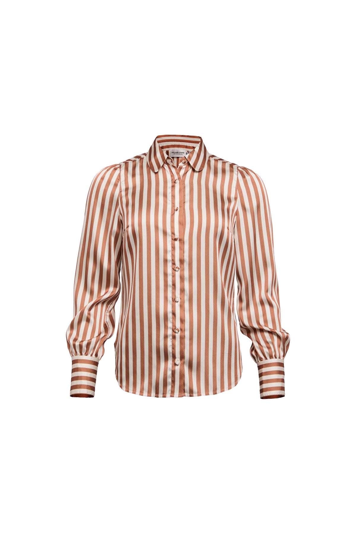 Isla Satin Shirt (Terracotta Stripe)