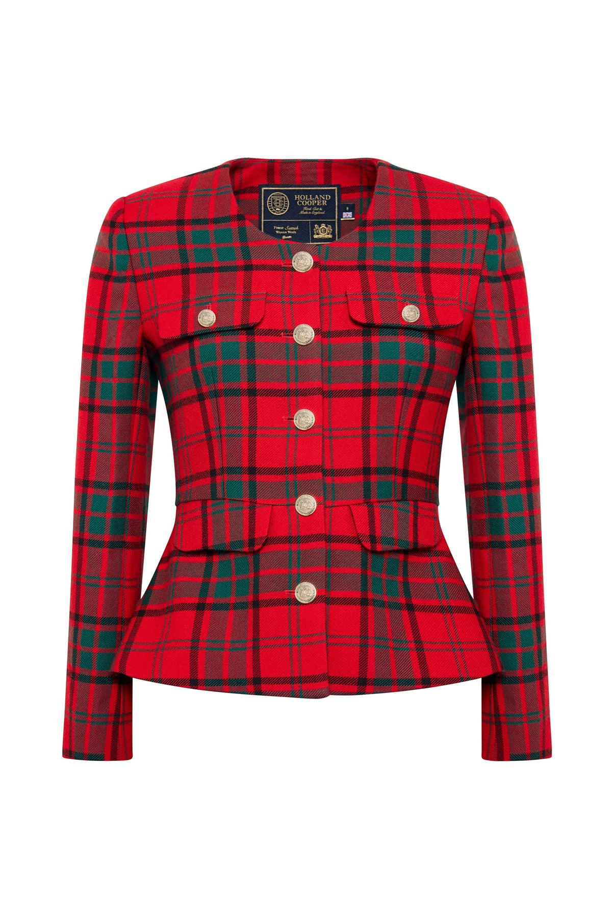 Tailored Peplum Jacket (Red Tartan)