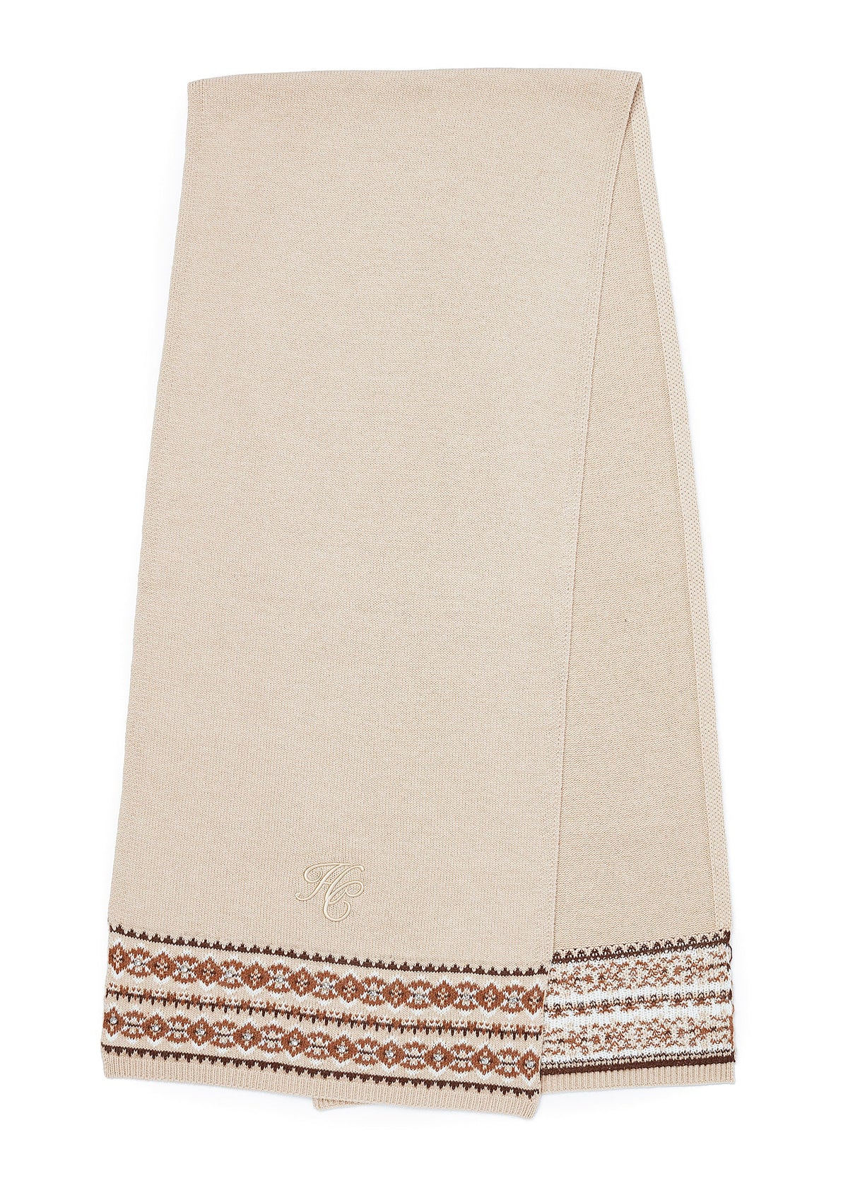 Jennifer Fairisle Scarf (Light Camel)
