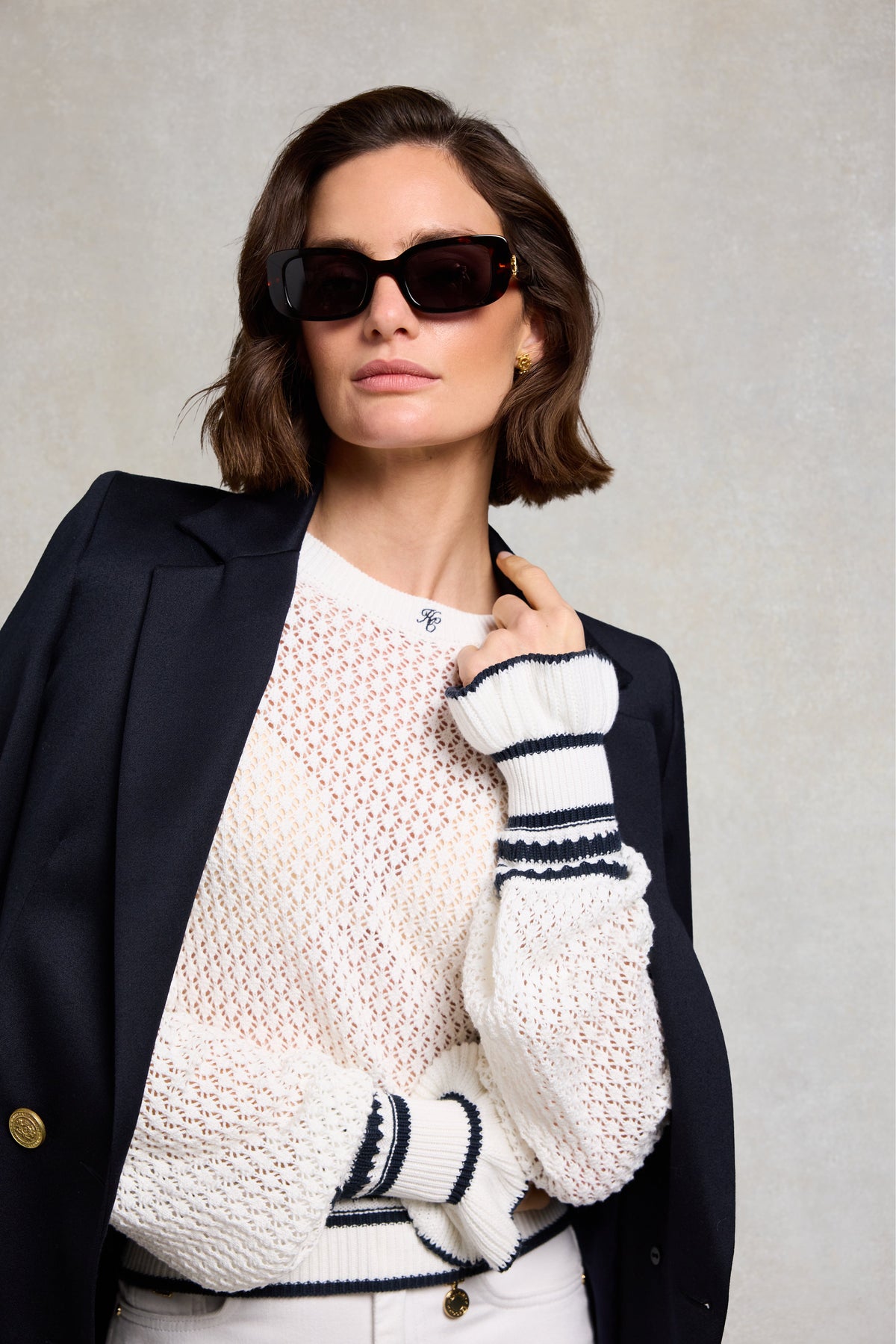 Jessica Knitted Top (Natural Ink Navy)