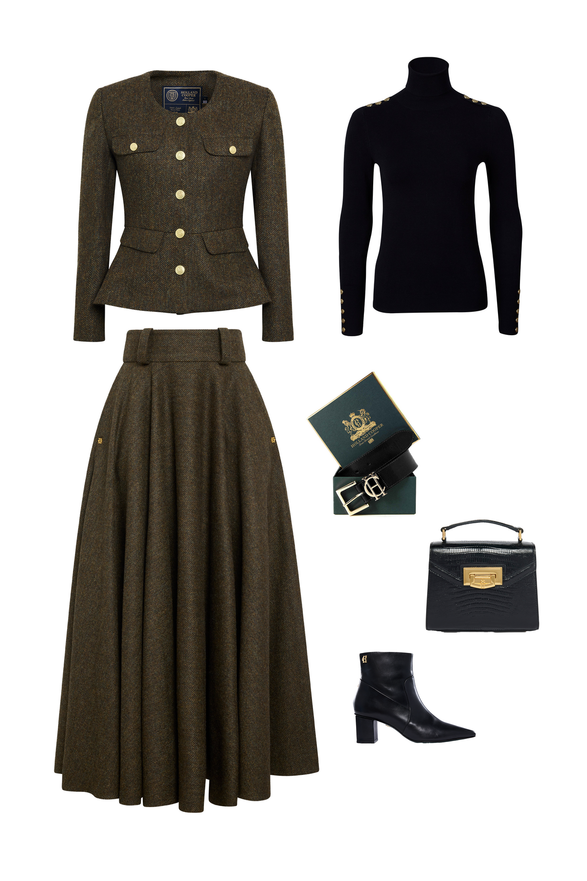 Jessie Wynter's Cheltenham Look (Dark Green Herringbone)