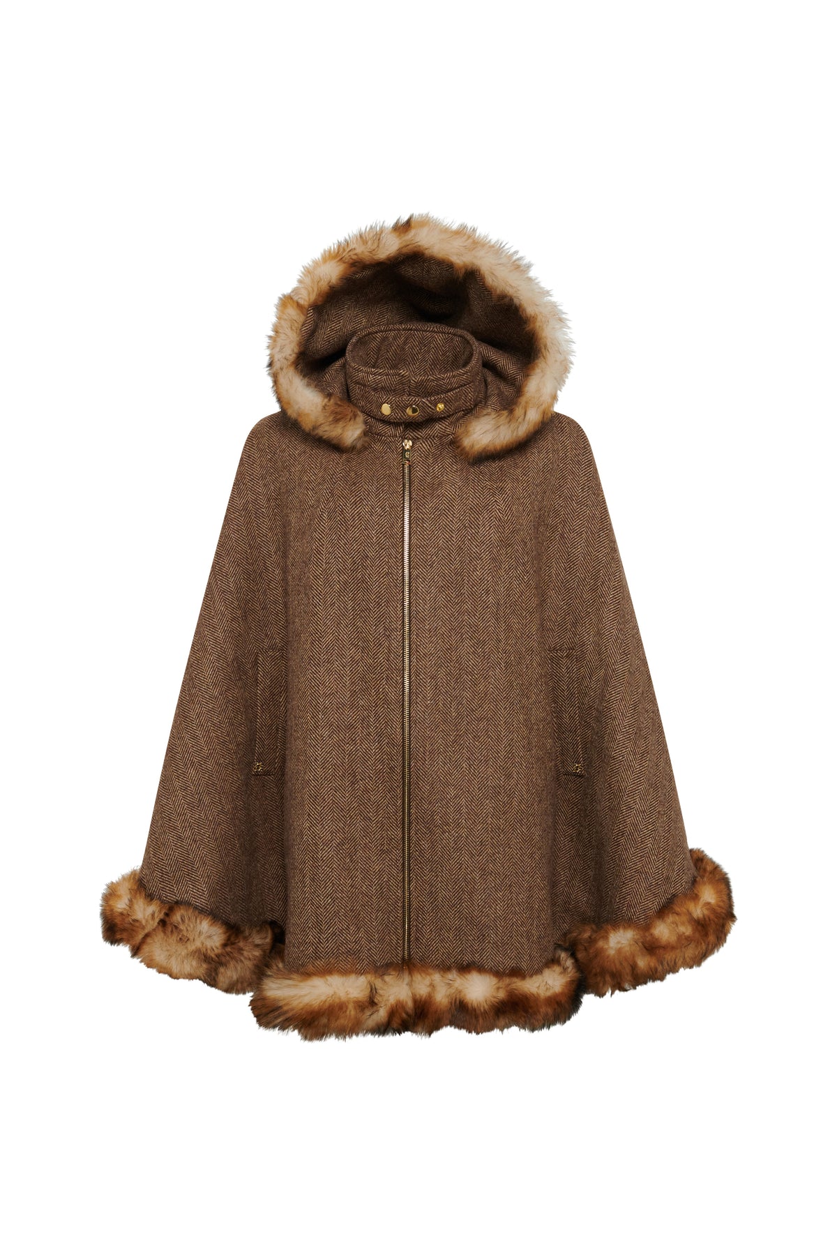 Kensington Gold Label Cape (Large Scale Brown Herringbone)