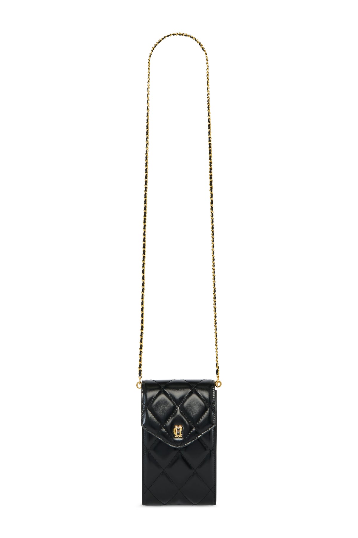 Knightsbridge Quilted Phone Pouch (Black Leather)