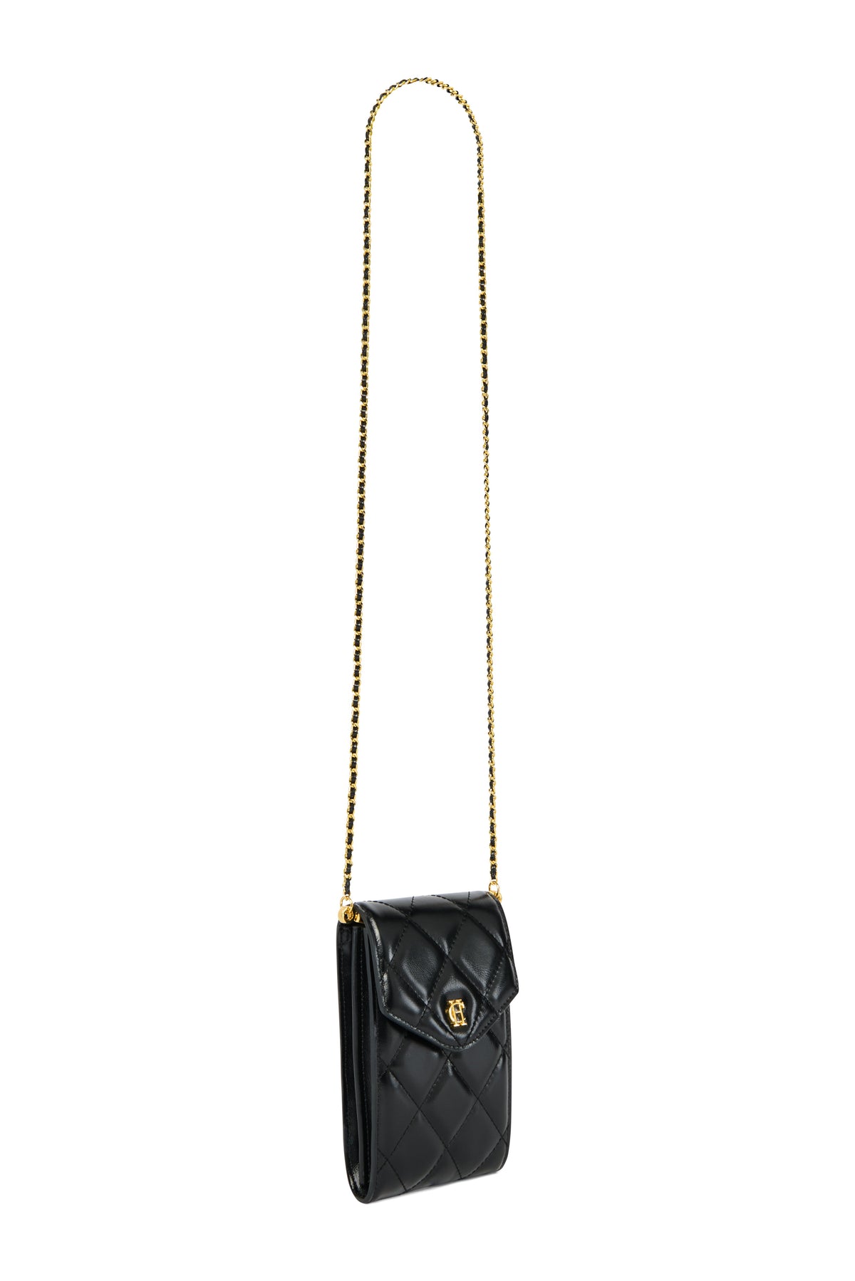 Knightsbridge Quilted Phone Pouch (Black Leather)