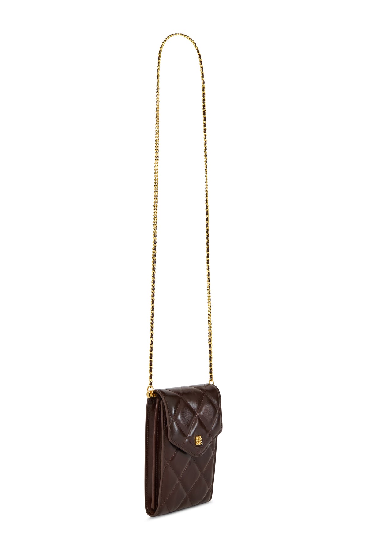 Knightsbridge Quilted Phone Pouch (Chestnut Leather)