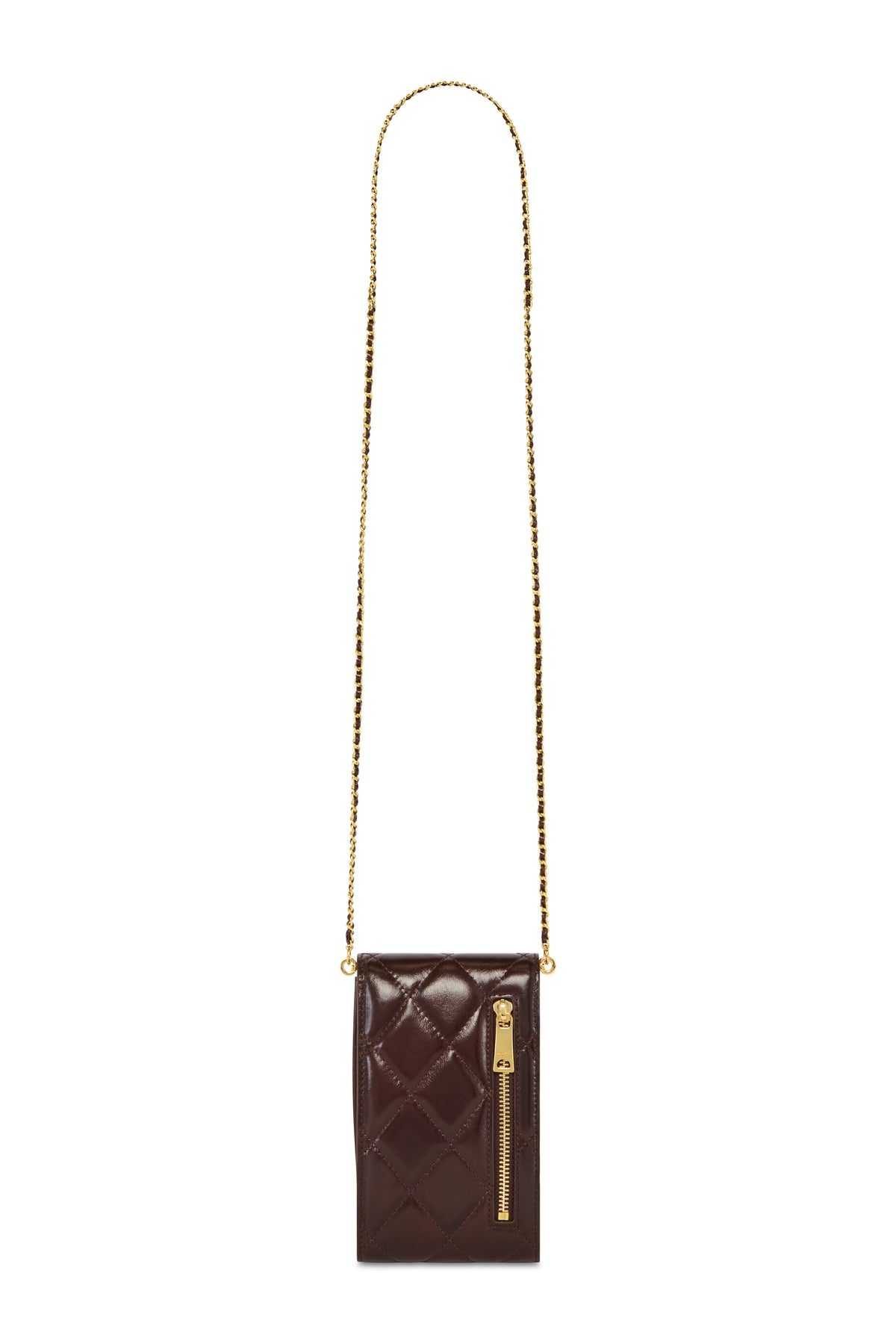 Knightsbridge Quilted Phone Pouch (Chestnut Leather)