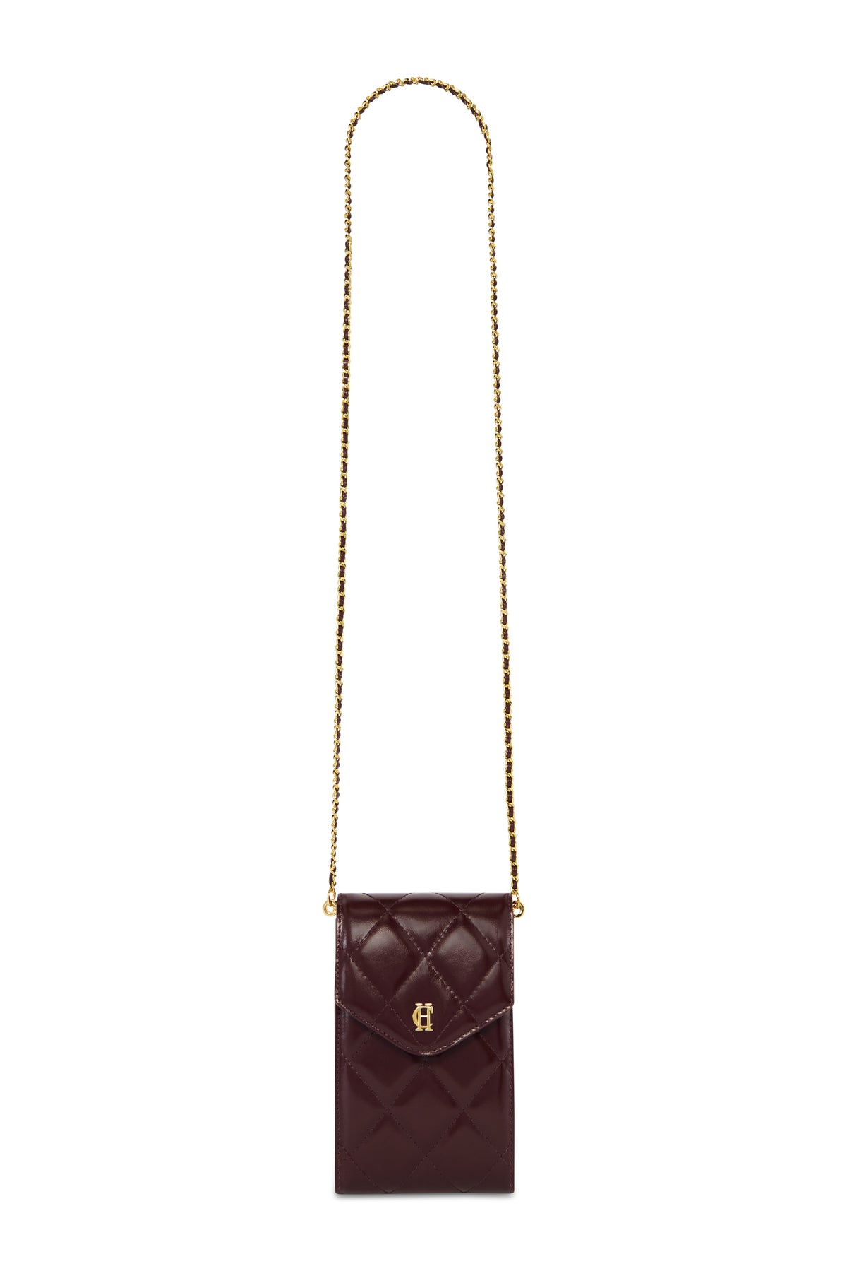 Knightsbridge Quilted Phone Pouch (Oxblood Leather)