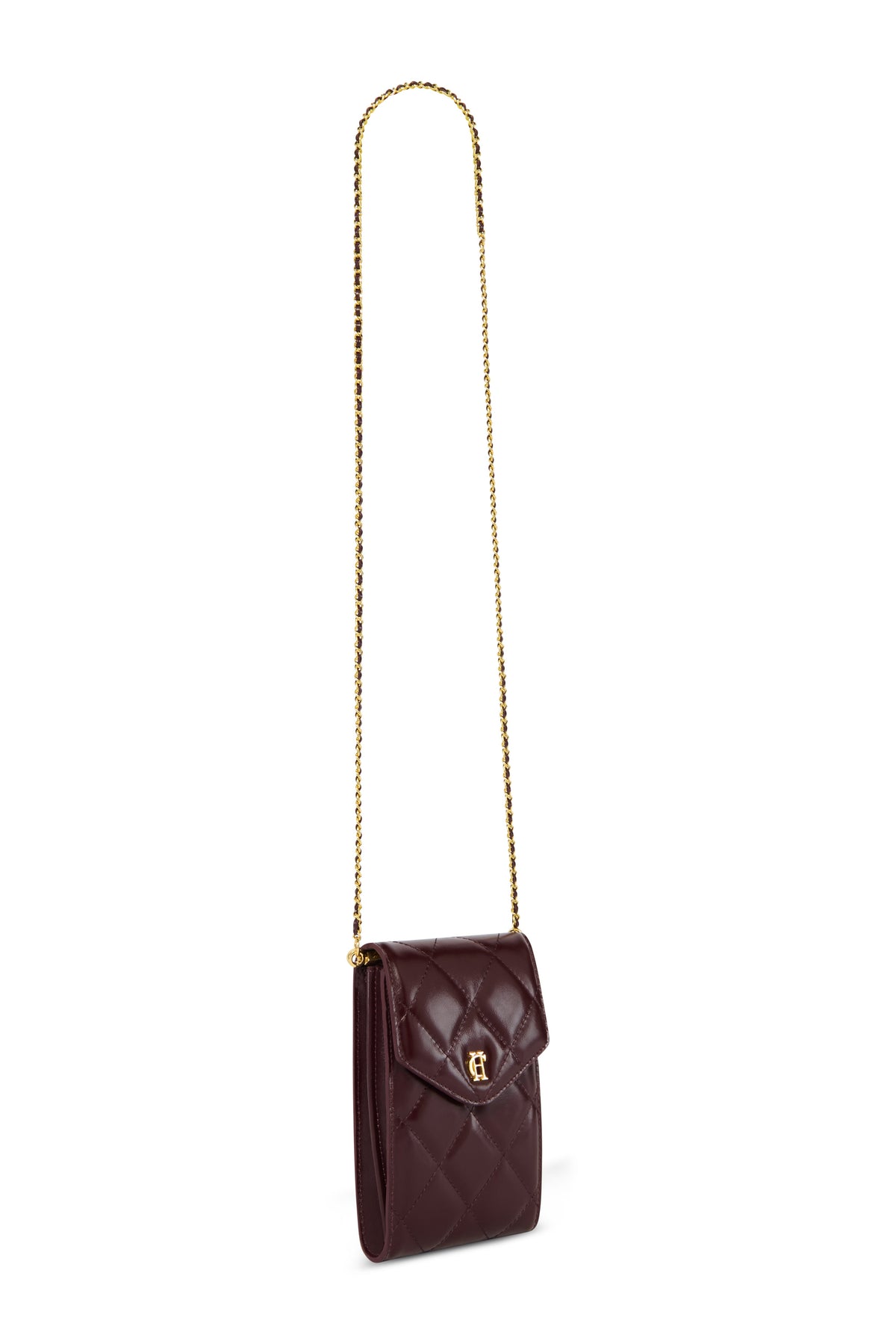 Knightsbridge Quilted Phone Pouch (Oxblood Leather)