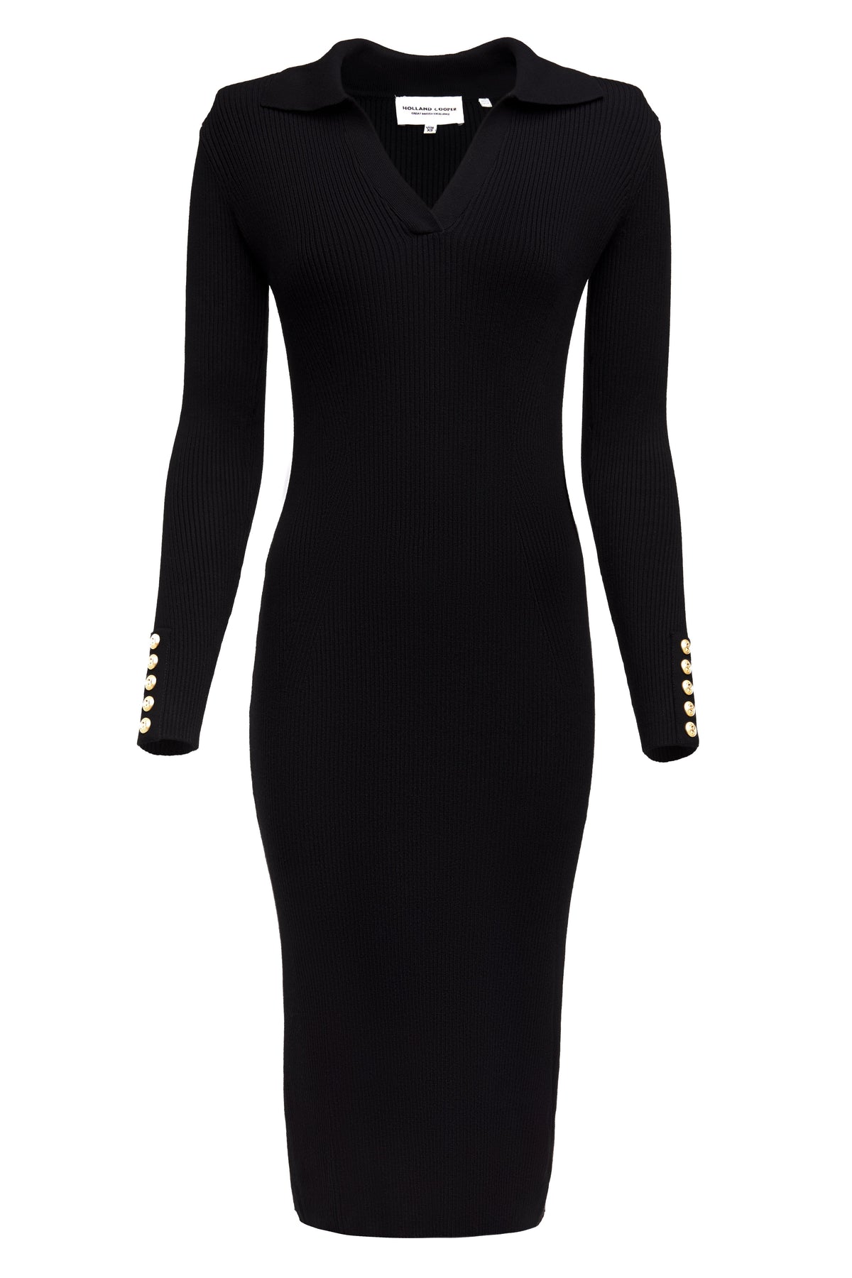 Knitted Shirt Dress (Black)