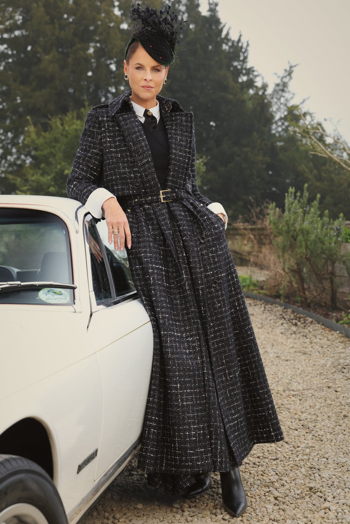 Full Length Cheltenham Trench Coat (Black & Silver Couture Tweed)