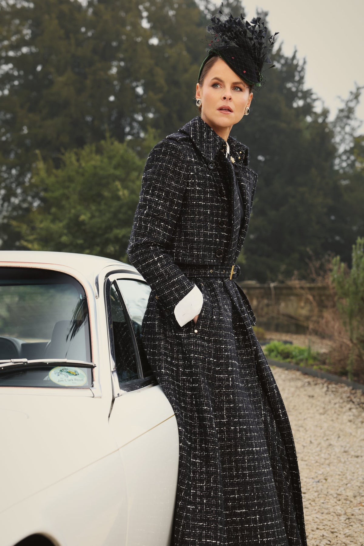 Full Length Cheltenham Trench Coat (Black & Silver Couture Tweed)