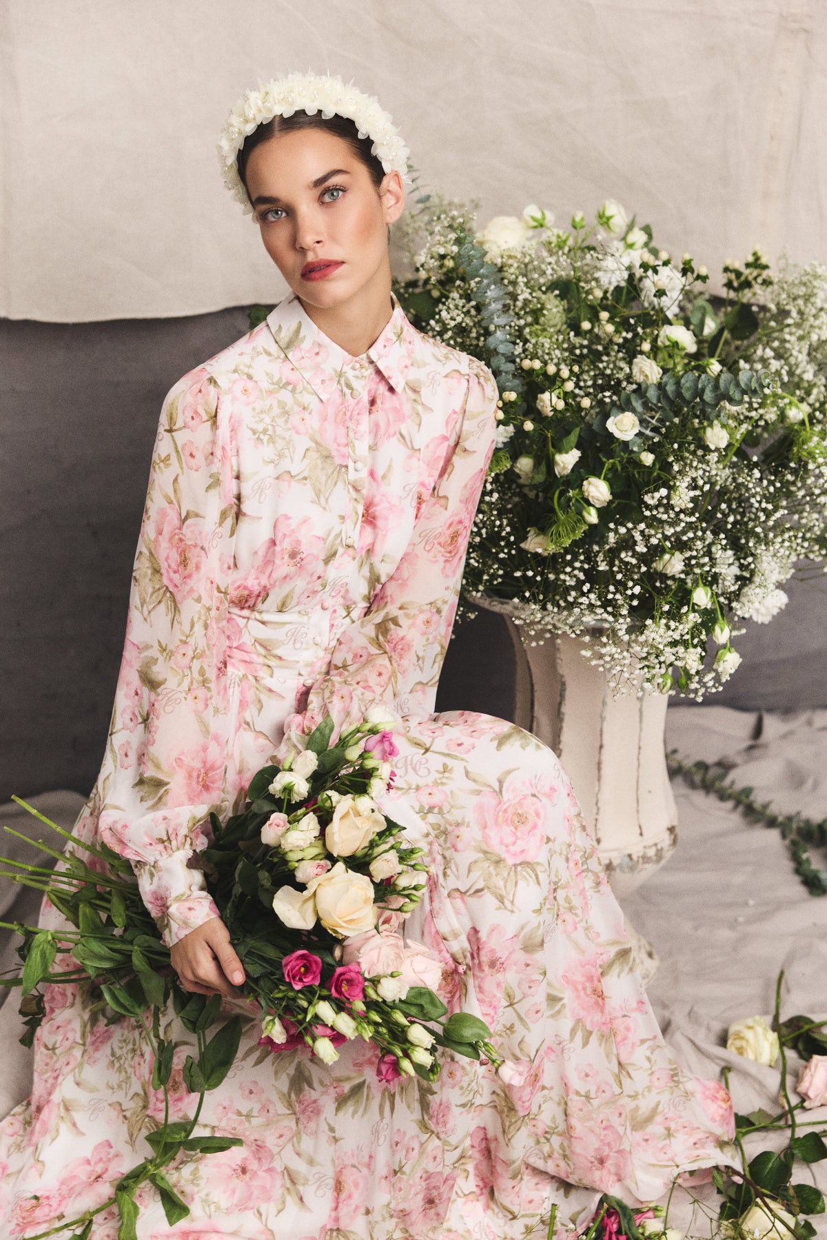 The Sorrento Shirt Dress (Peony Ecru Floral) Look
