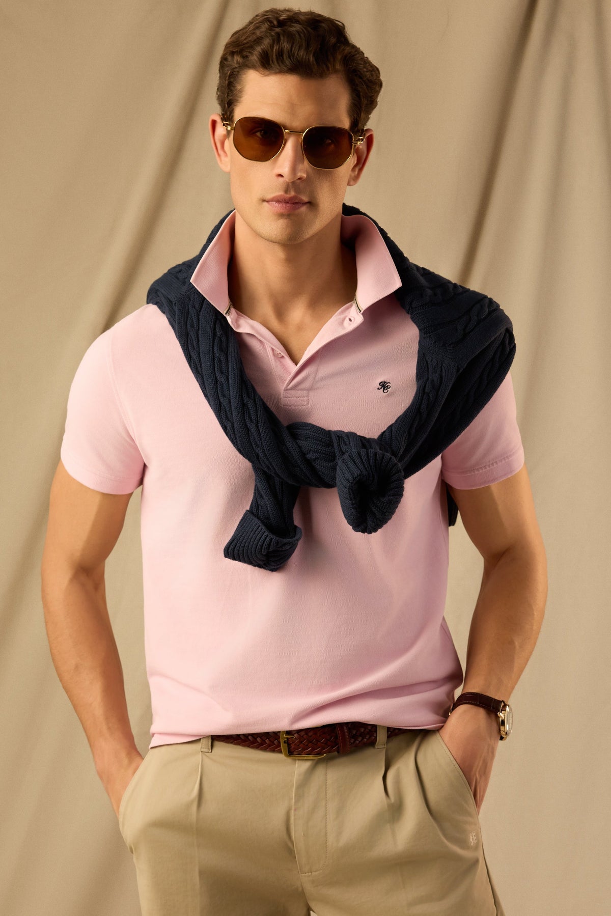 Men's Classic Short Sleeve Polo Shirt (Pink)