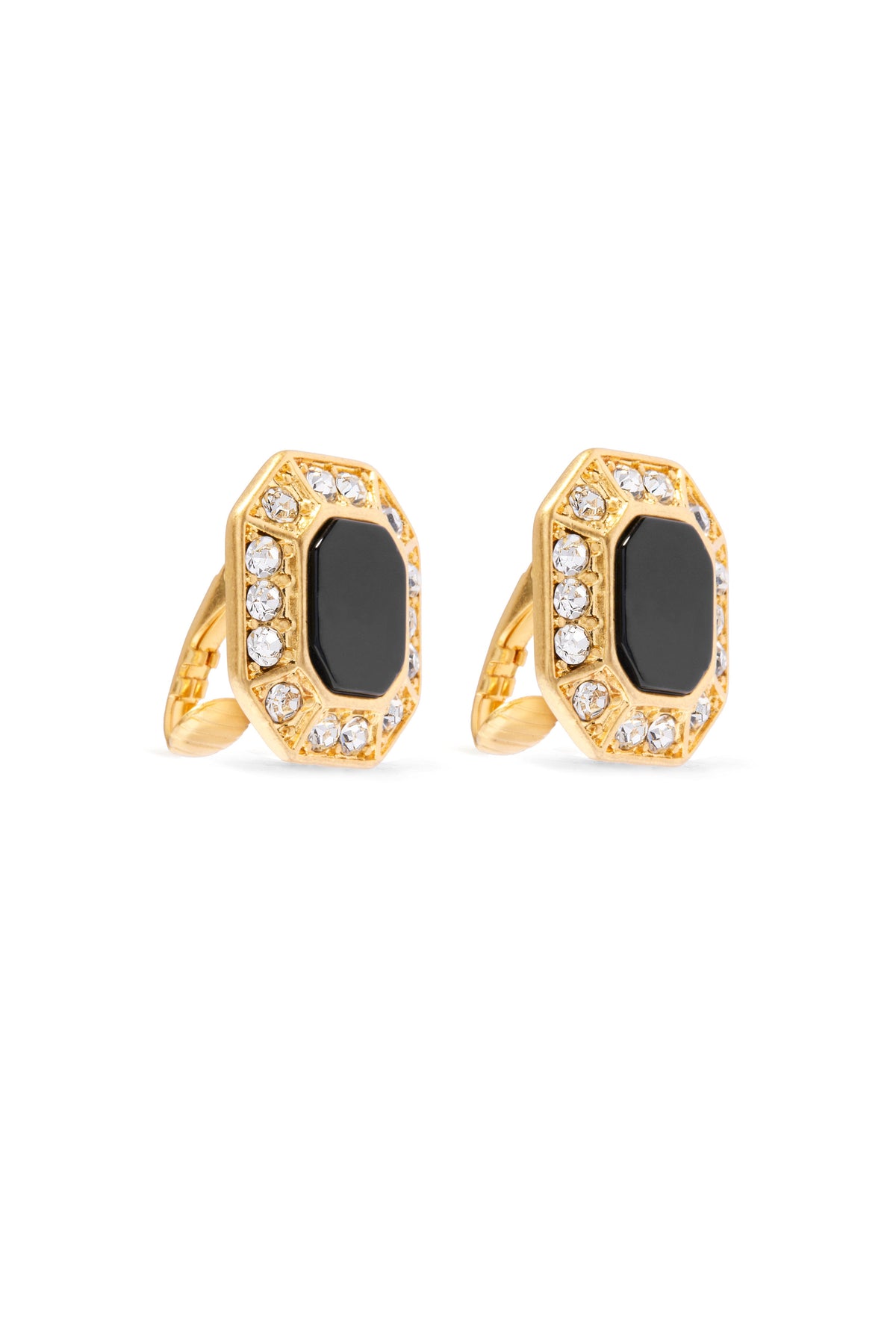 Luxury Clip On Earrings (Onyx Gold)