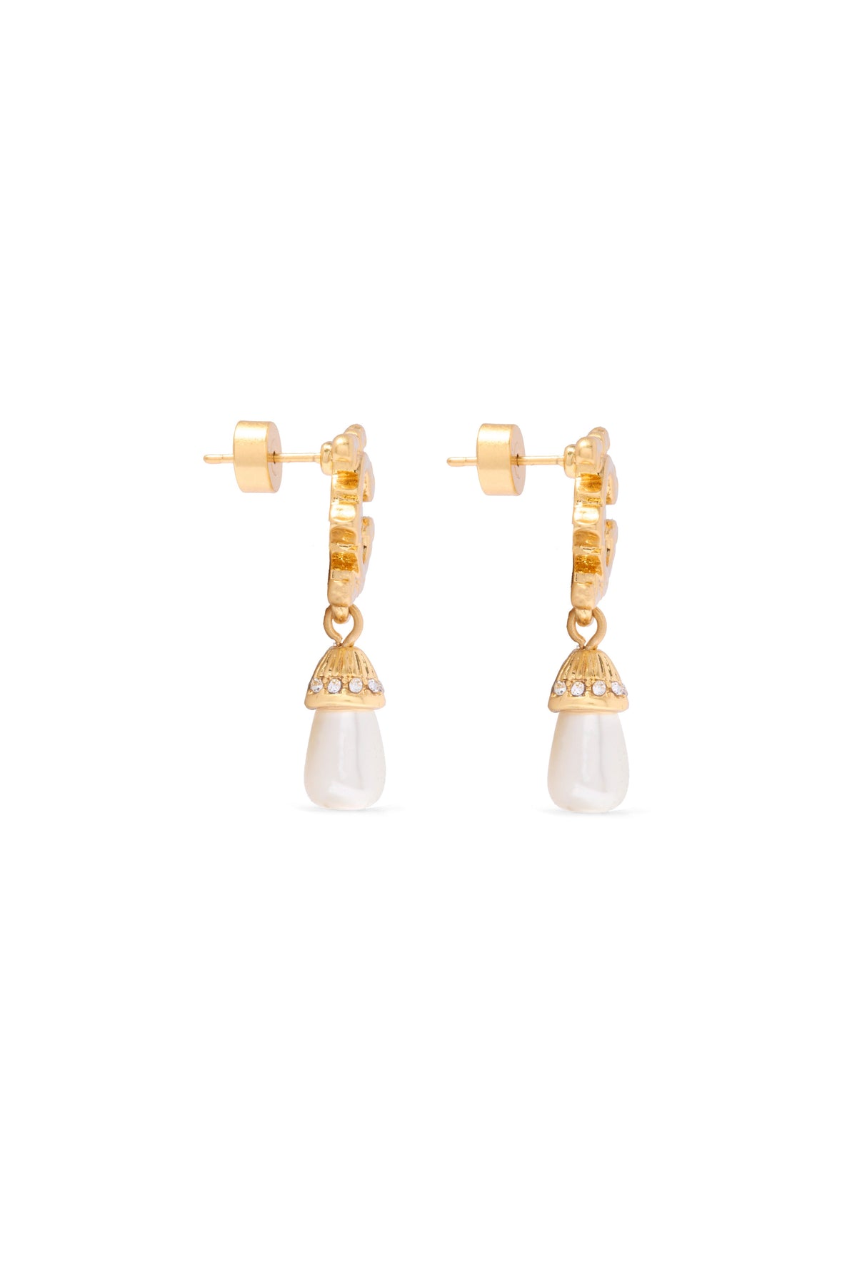 Luxury Tear Drop Earrings (Gold Pearl)