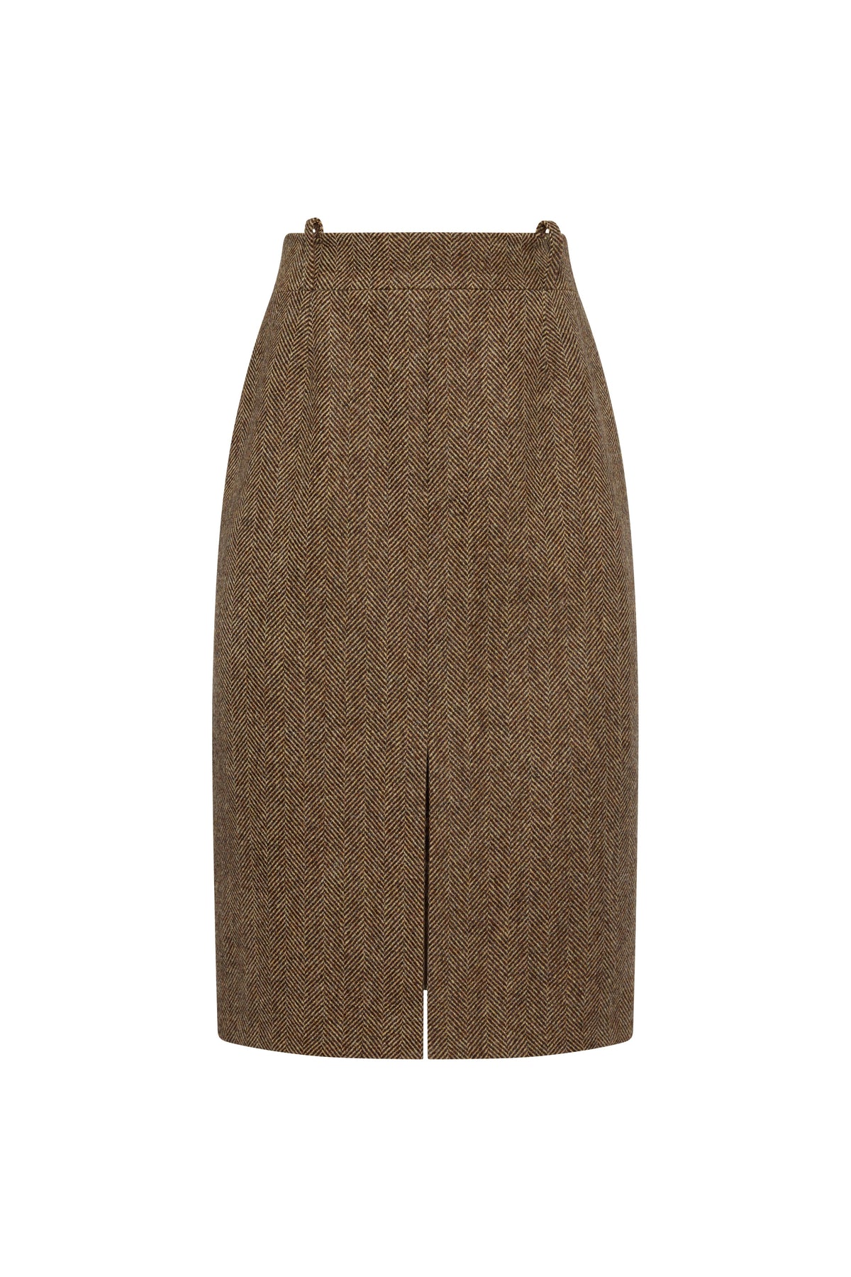 Mayfair Pencil Skirt (Large Scale Brown Herringbone)