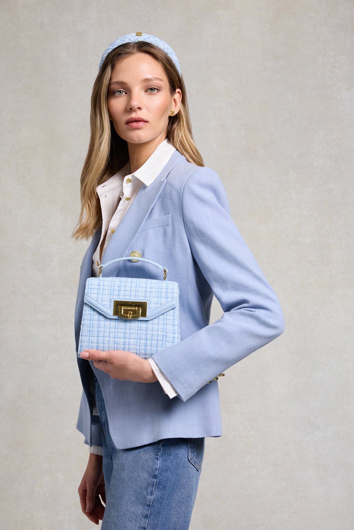 Mini Cheltenham Bag (Ice Blue Boucle)