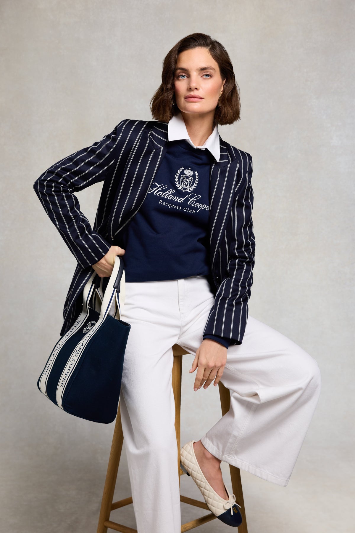 Mock Collar Crew Neck Sweat (Navy)