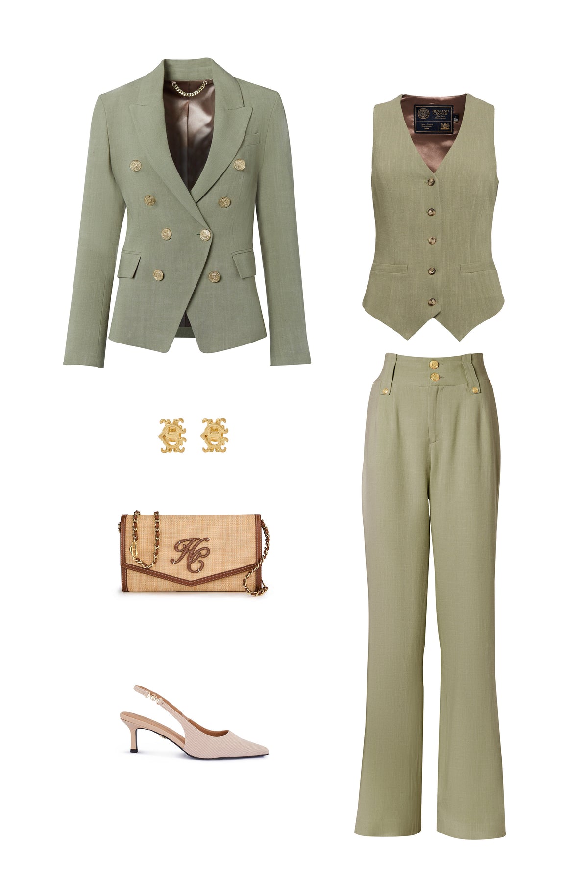 Mother Of The Bride Sage Linen Suit Set