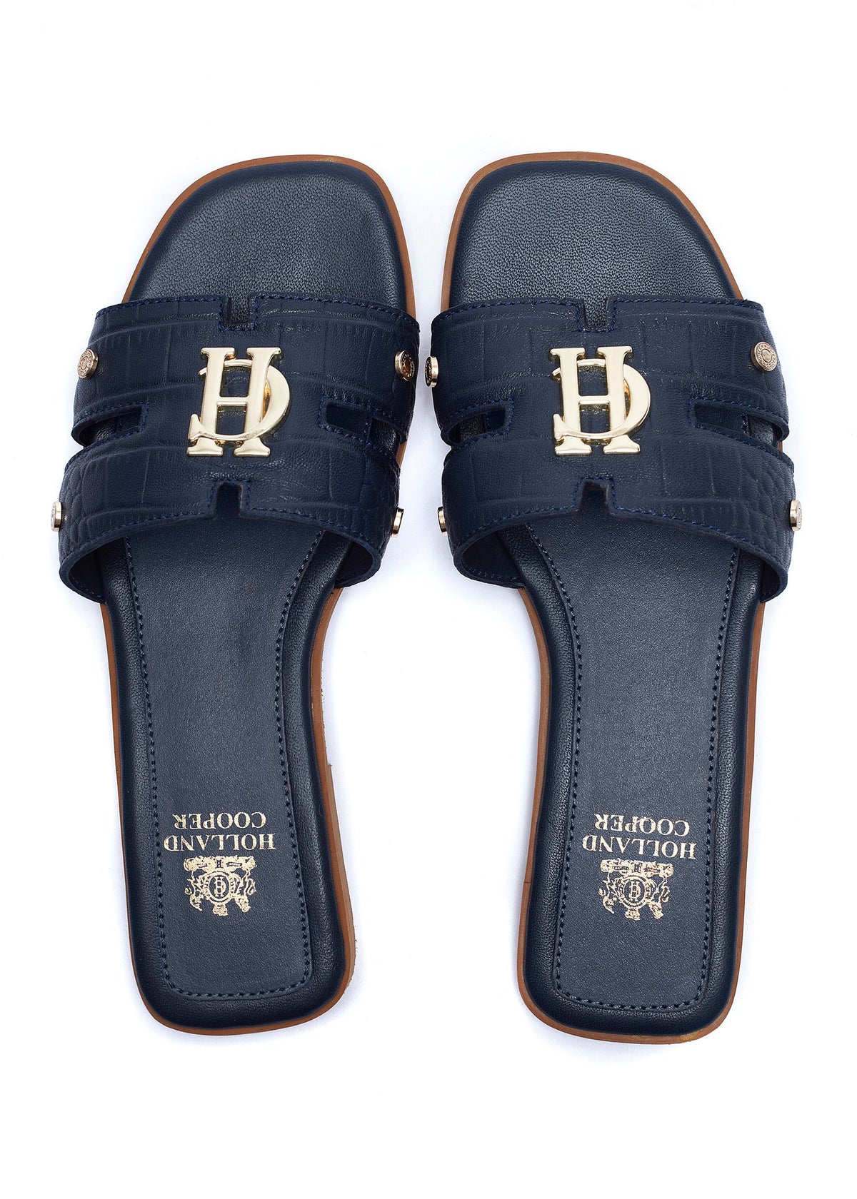 Monogram Slides (Navy Croc)