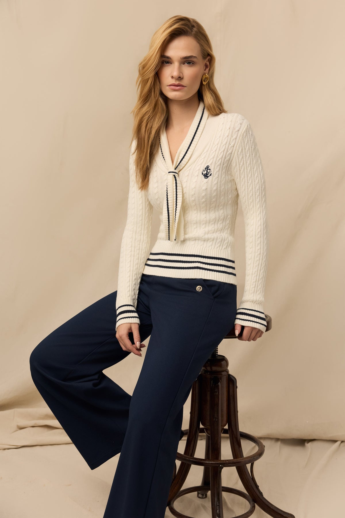 Pippa Knitted Top (Natural Ink Navy)