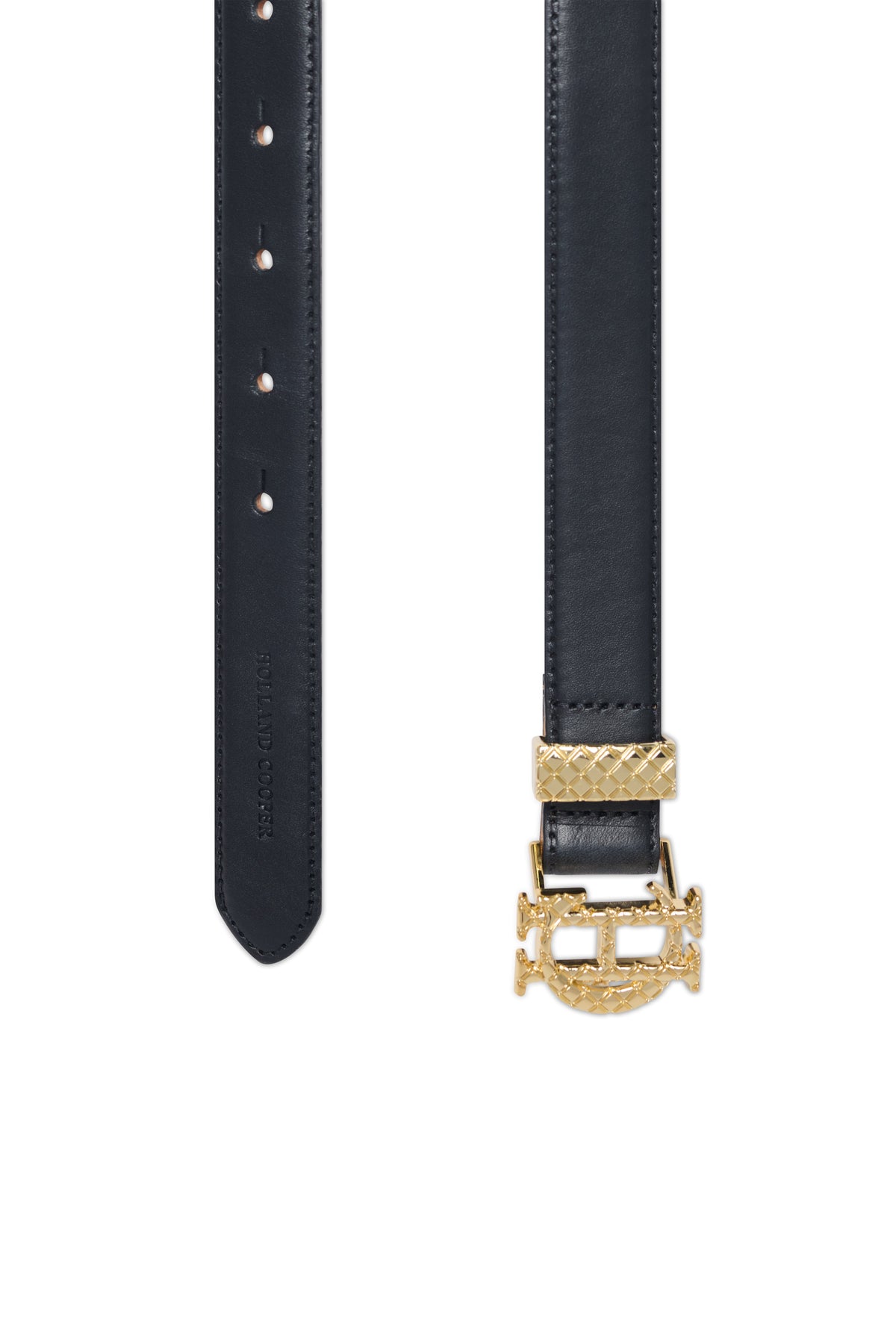 Quilted Slim Belt (Black Leather)