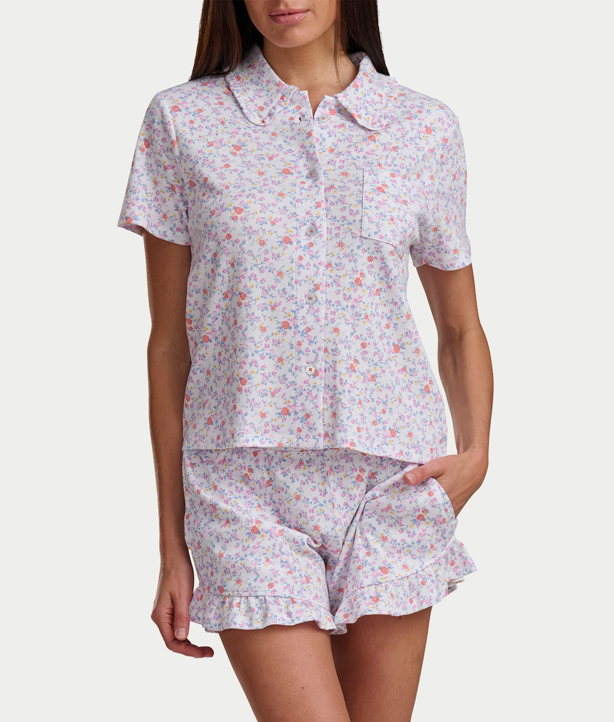 Notch Top Knit Boxer Pajama Set