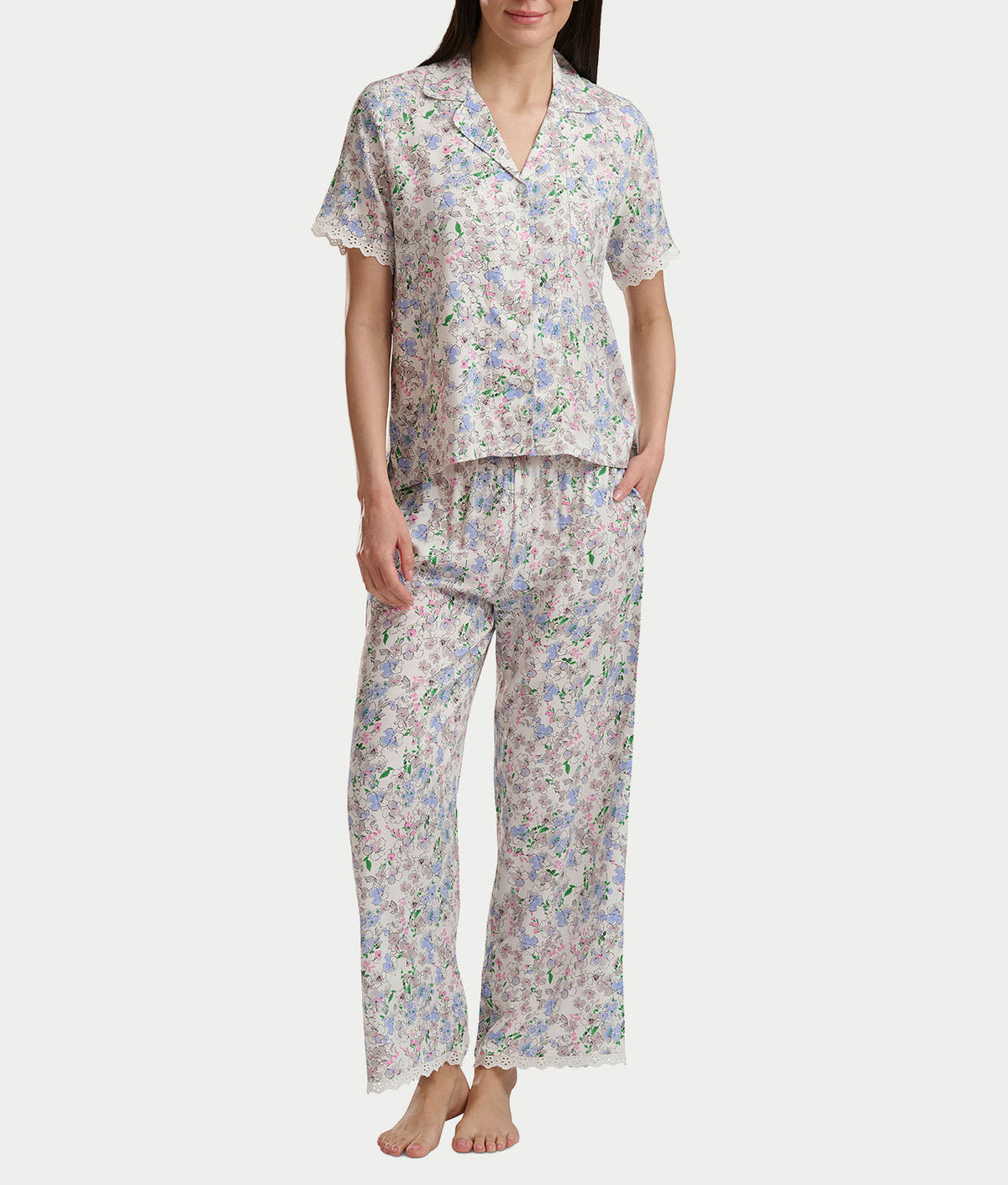 Short Sleeve Knit Top & Cropped Pajama Set