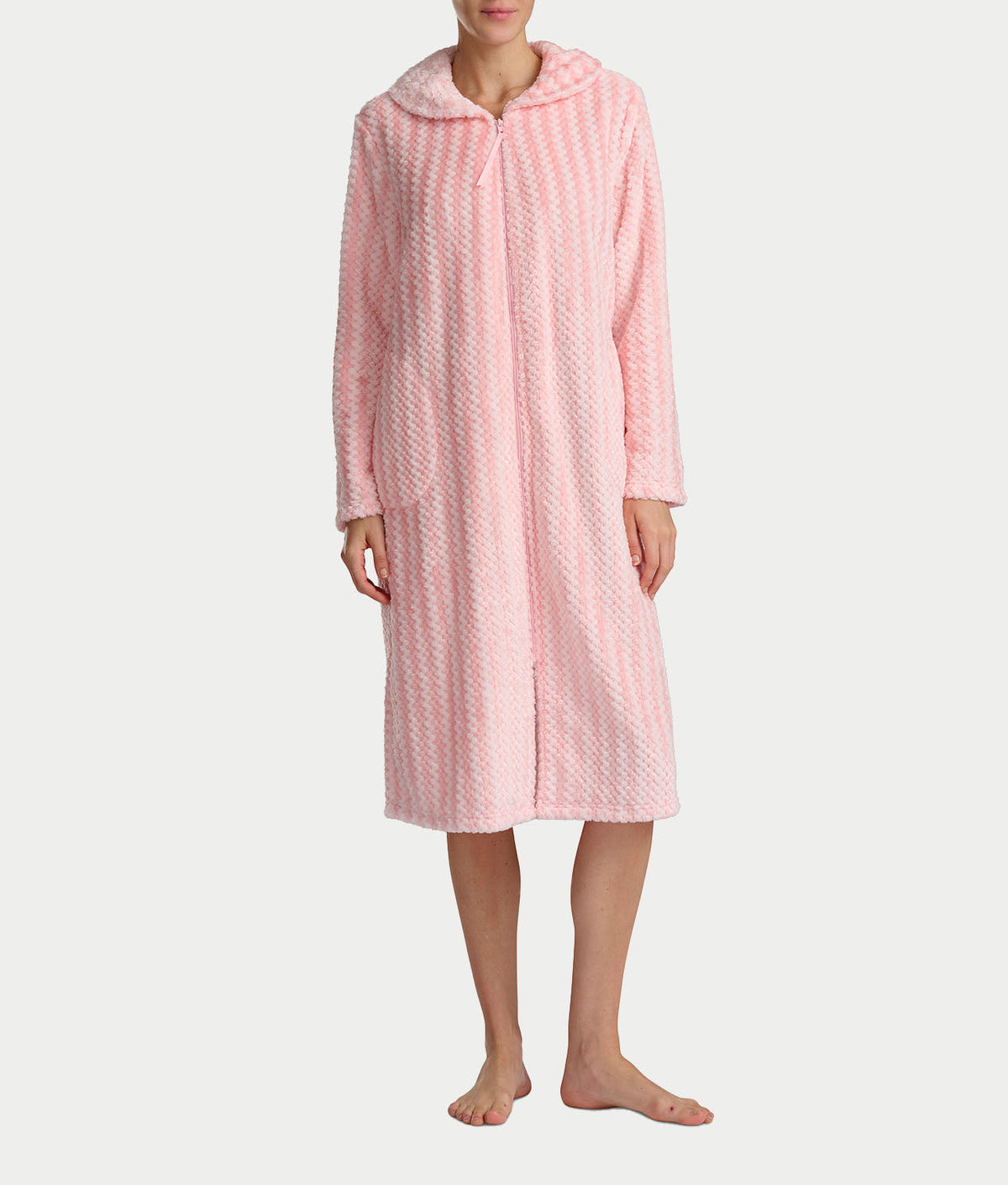 Plush Long Sleeve 47" Shawl Collar Zip Robe