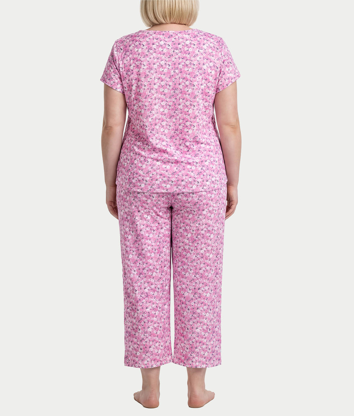 KN Cool Short Sleeve Henley Knit Cropped Pajama Set