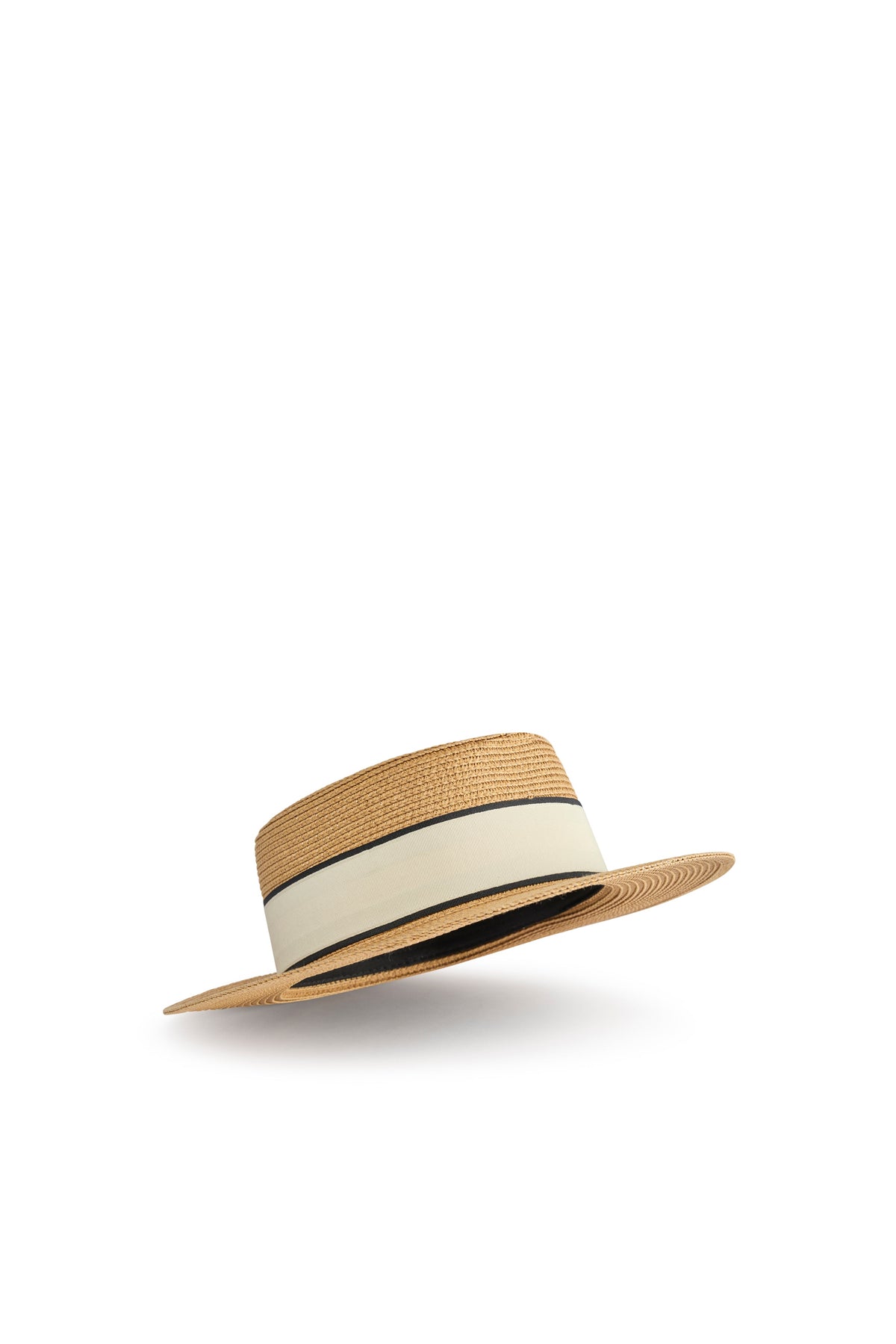 Boater Hat (Camel Latte Navy)