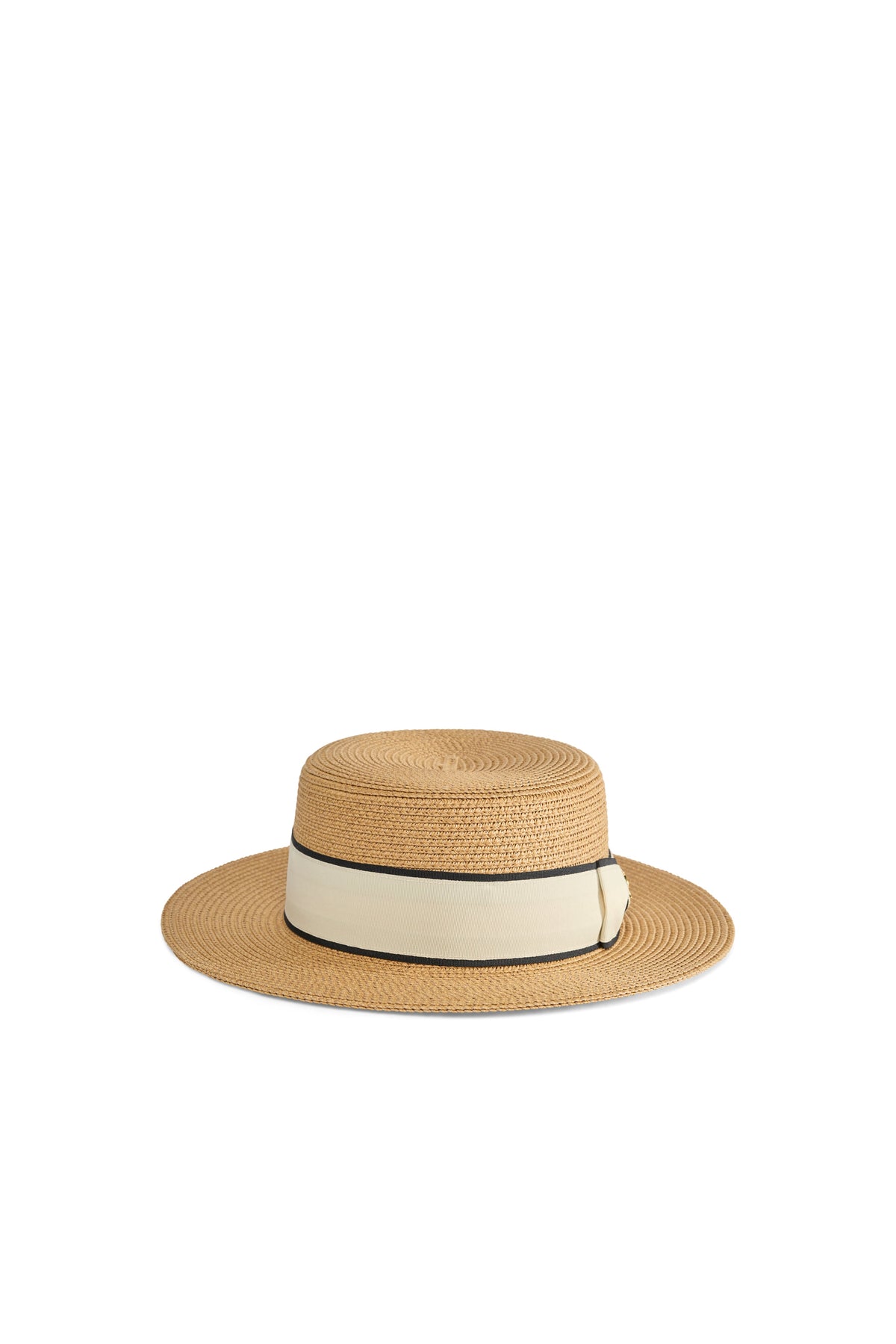 Boater Hat (Camel Latte Navy)