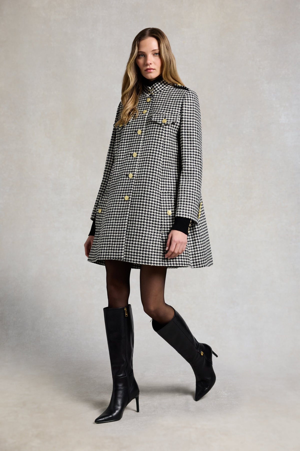 Highbury Cape Coat (Houndstooth)