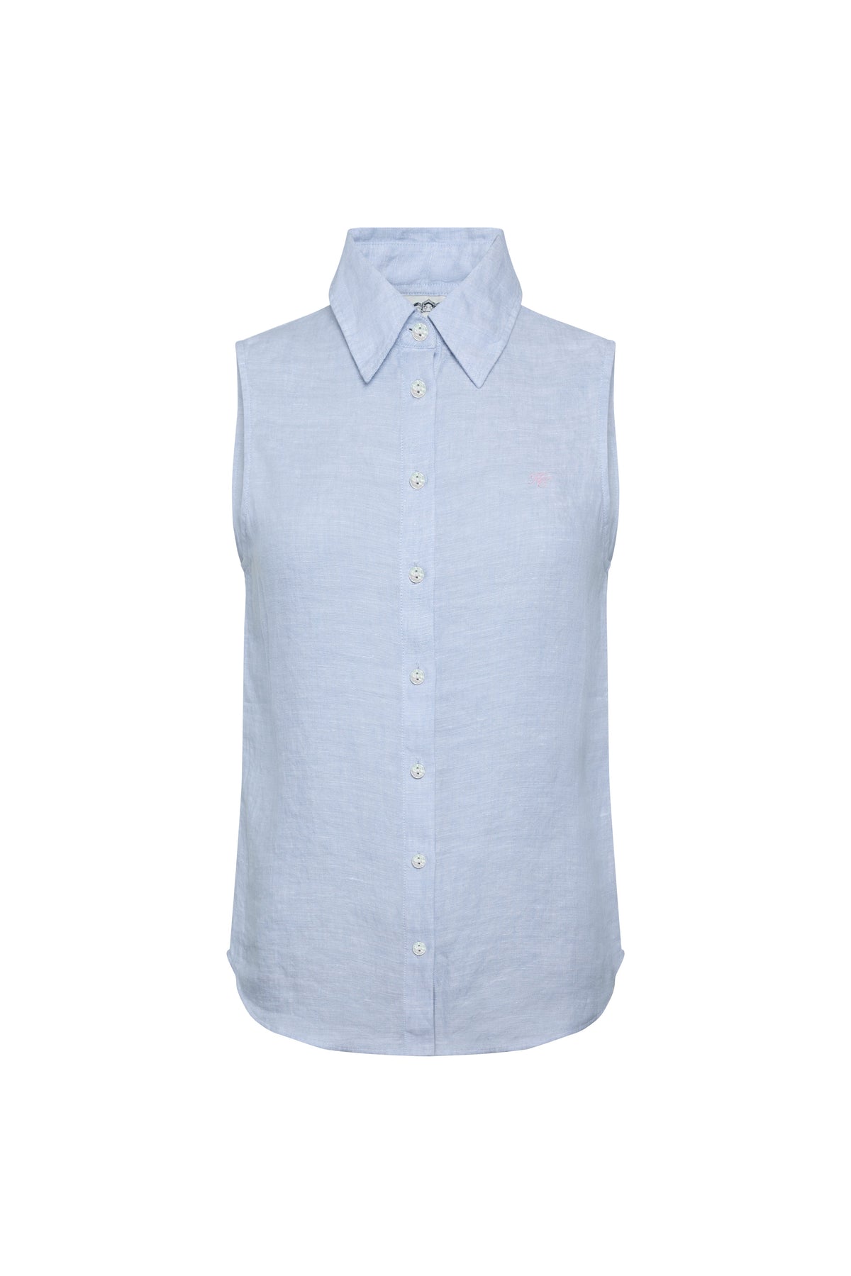Sleeveless Amalfi Linen Shirt (Light Blue Linen)